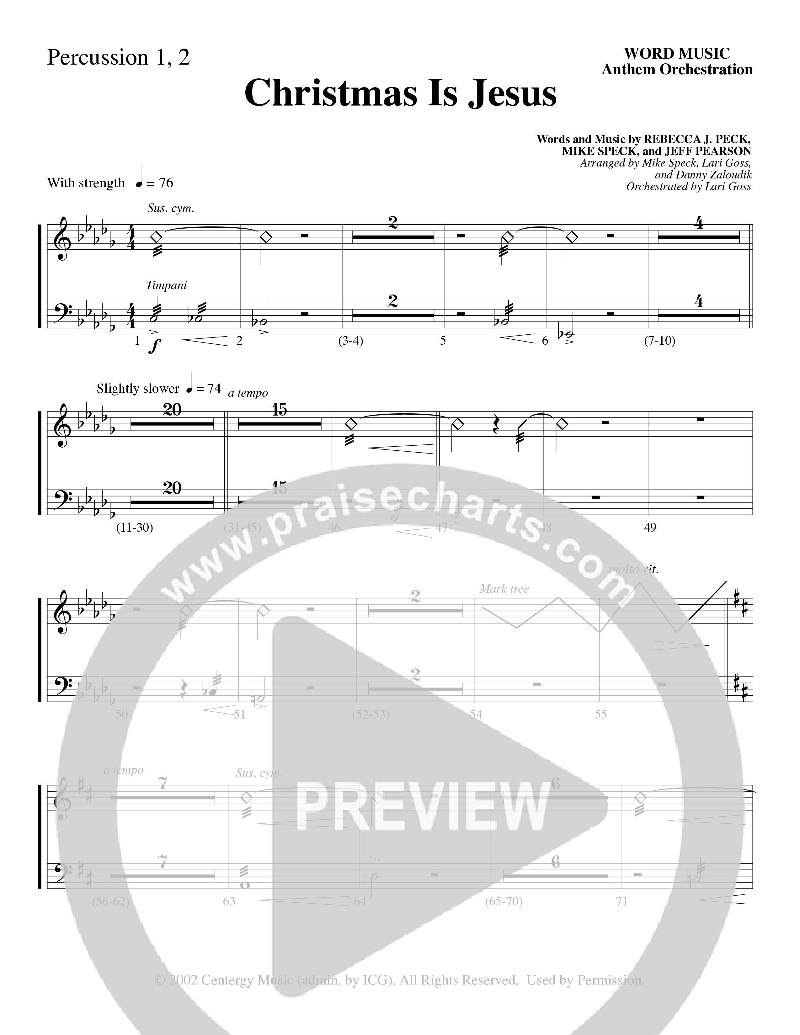 Christmas Is Jesus (Choral Anthem SATB) Percussion 1/2 (Word Music Choral)