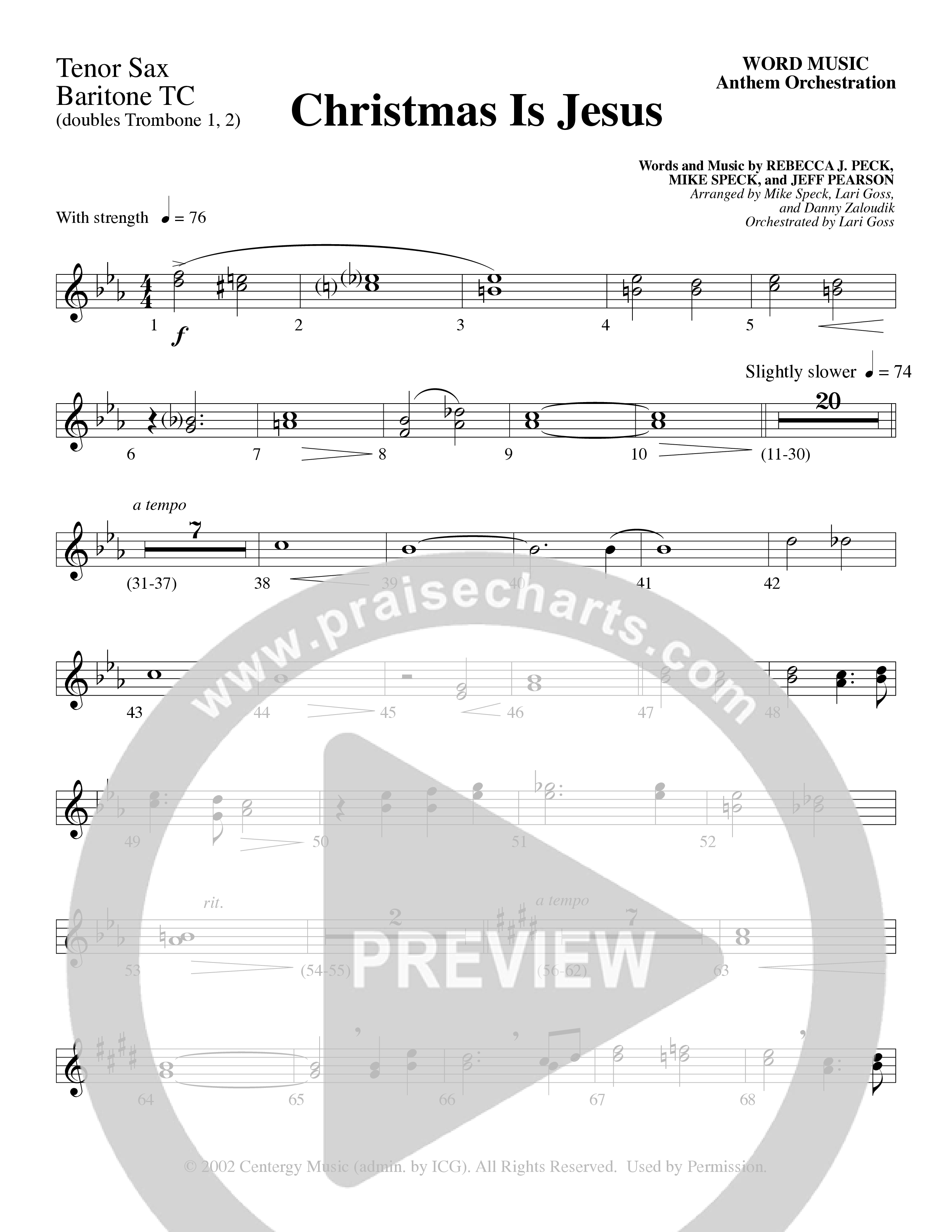 Christmas Is Jesus (Choral Anthem SATB) Tenor Sax/Baritone T.C. (Word Music Choral)