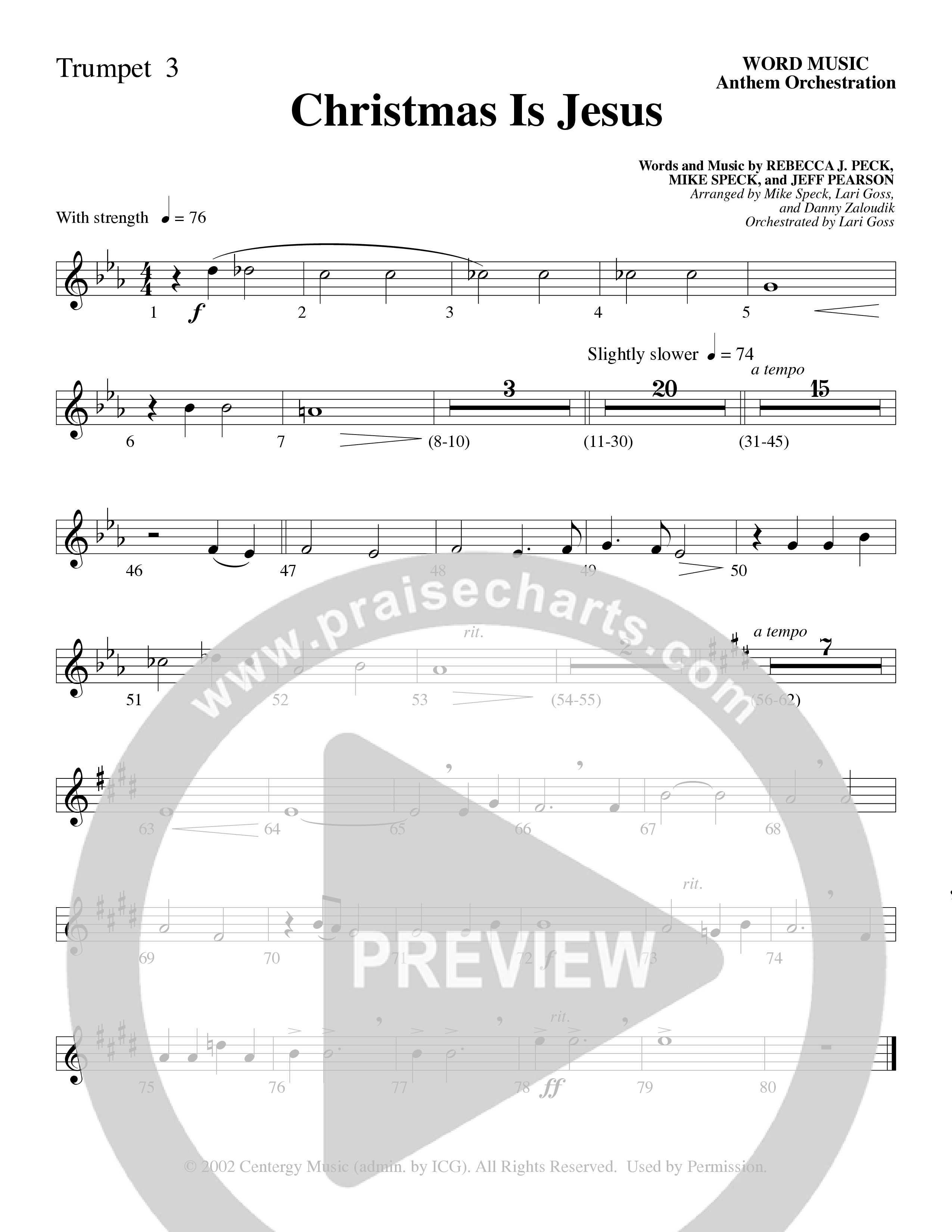 Christmas Is Jesus (Choral Anthem SATB) Trumpet 3 (Word Music Choral)