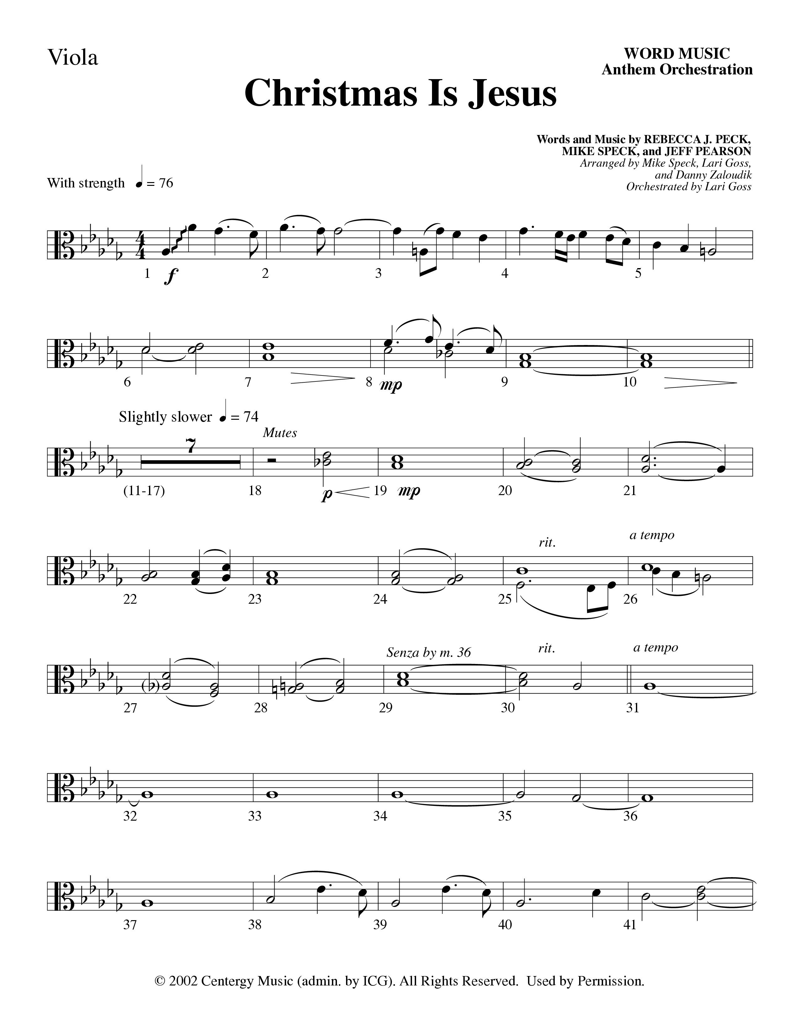 Christmas Is Jesus (Choral Anthem SATB) Viola (Word Music Choral)