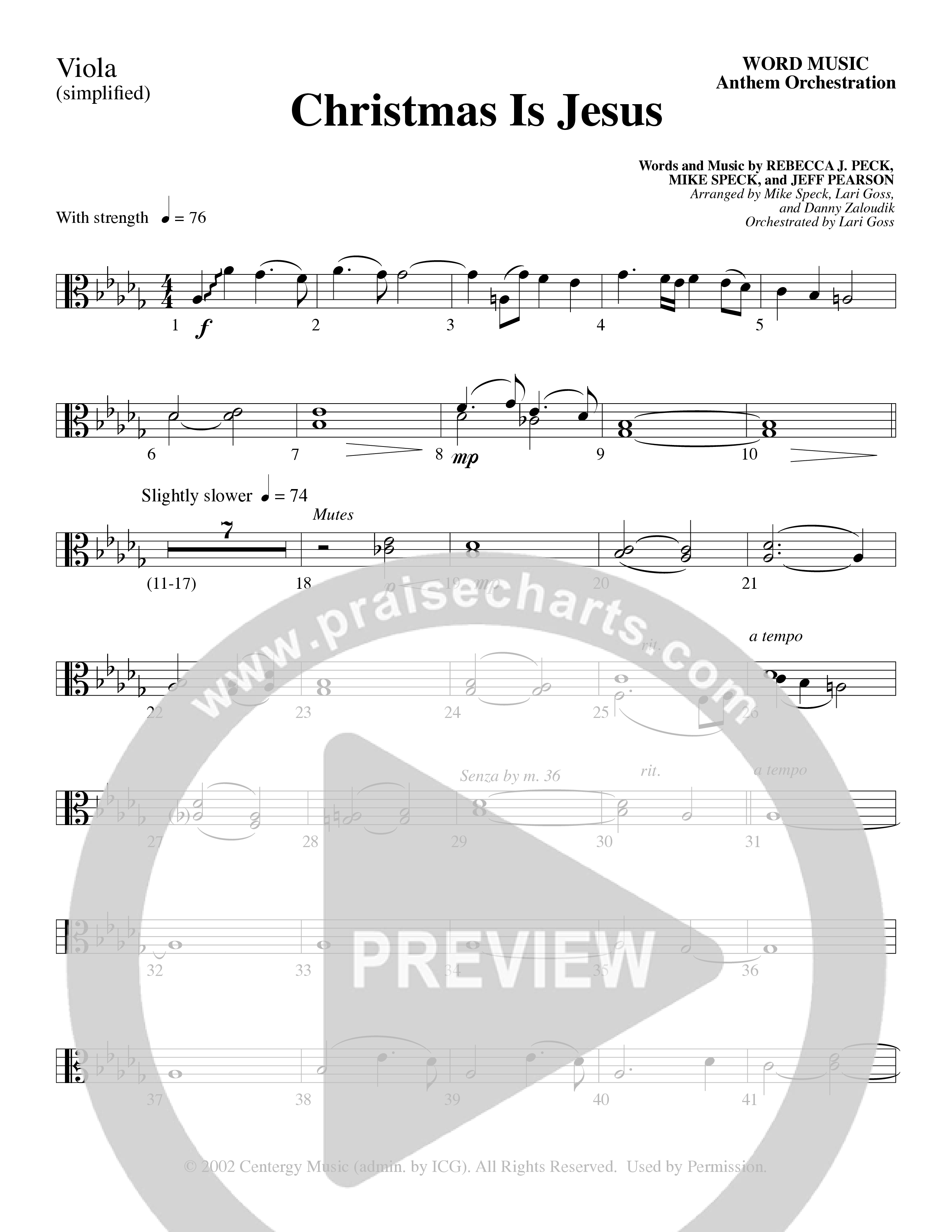 Christmas Is Jesus (Choral Anthem SATB) Viola (Word Music Choral)