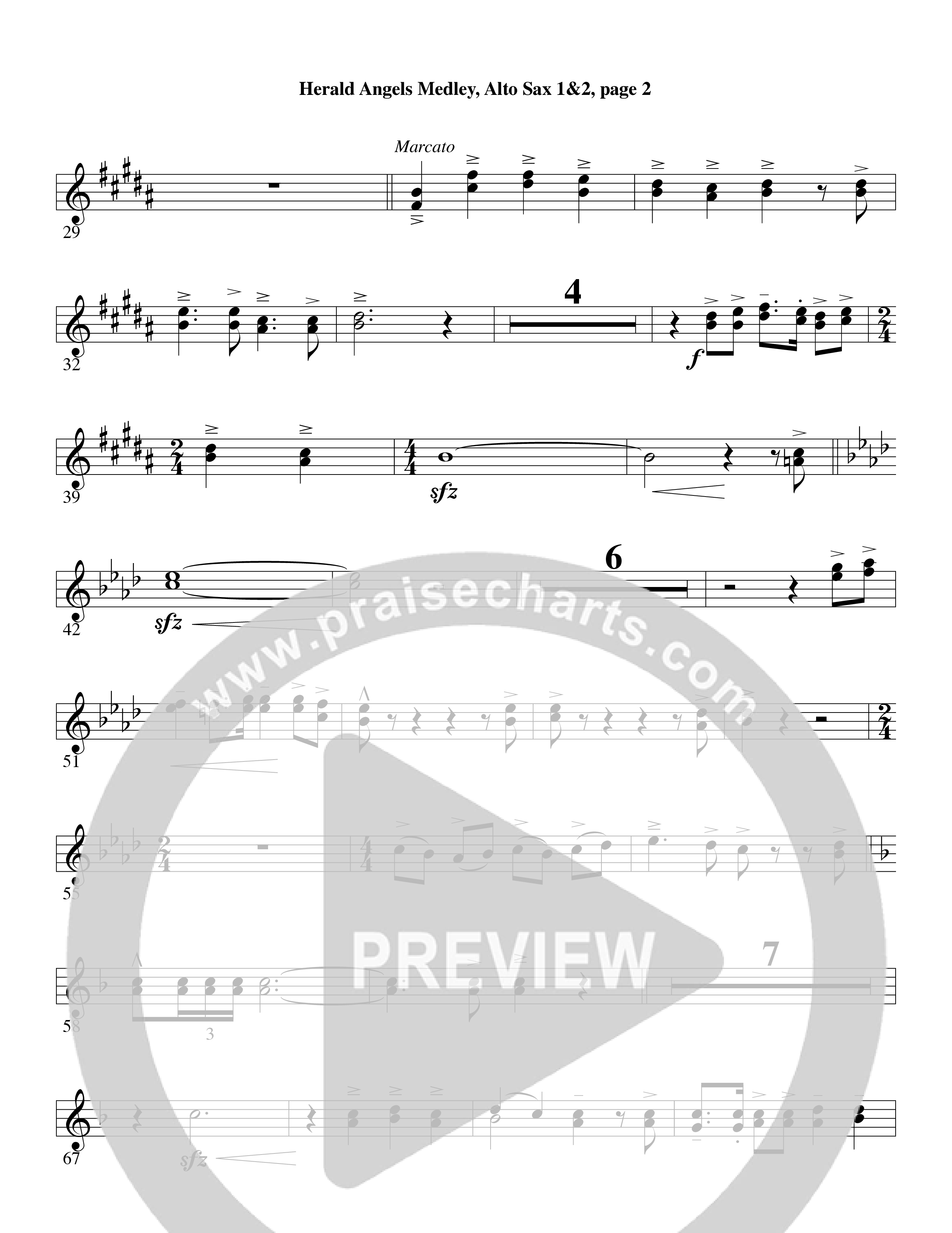 Herald Angels Medley (Choral Anthem SATB) Alto Sax 1/2 (Word Music Choral / Arr. David Clydesdale)