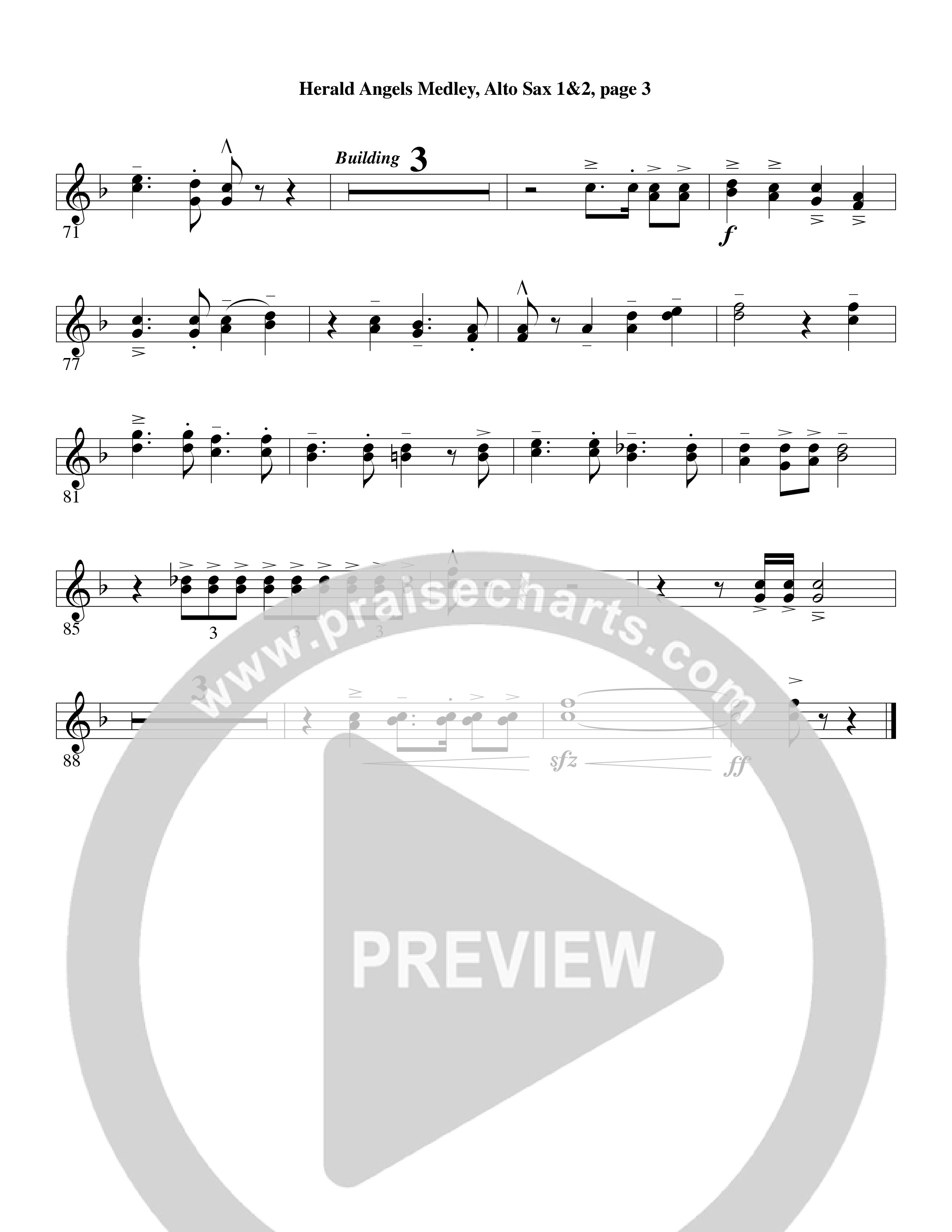 Herald Angels Medley (Choral Anthem SATB) Alto Sax 1/2 (Word Music Choral / Arr. David Clydesdale)