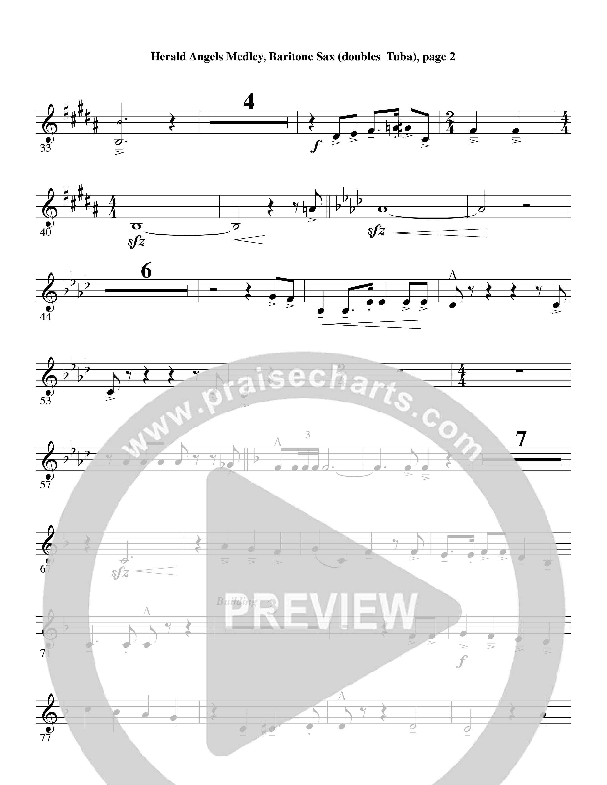 Herald Angels Medley (Choral Anthem SATB) Bari Sax (Word Music Choral / Arr. David Clydesdale)