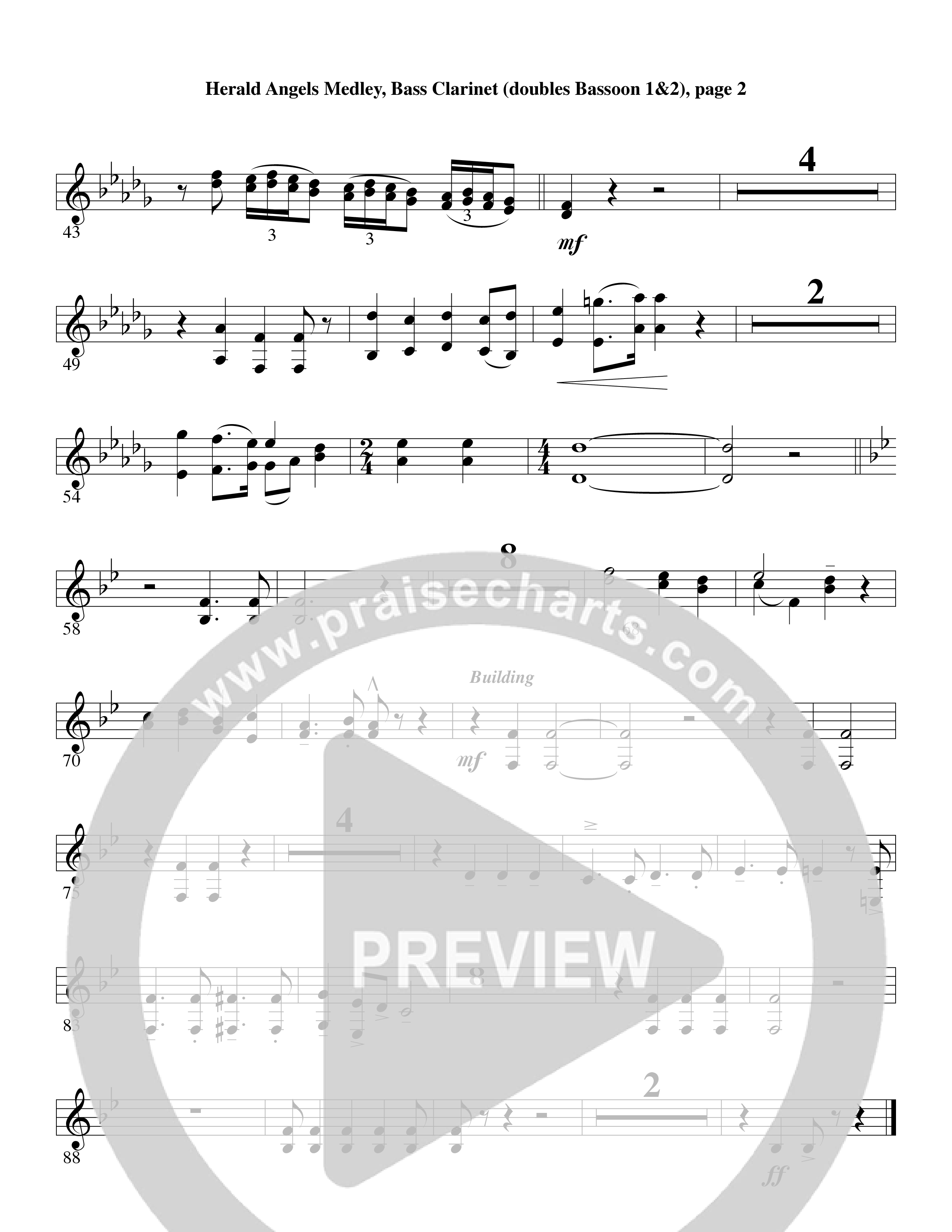 Herald Angels Medley (Choral Anthem SATB) Bass Clarinet (Word Music Choral / Arr. David Clydesdale)