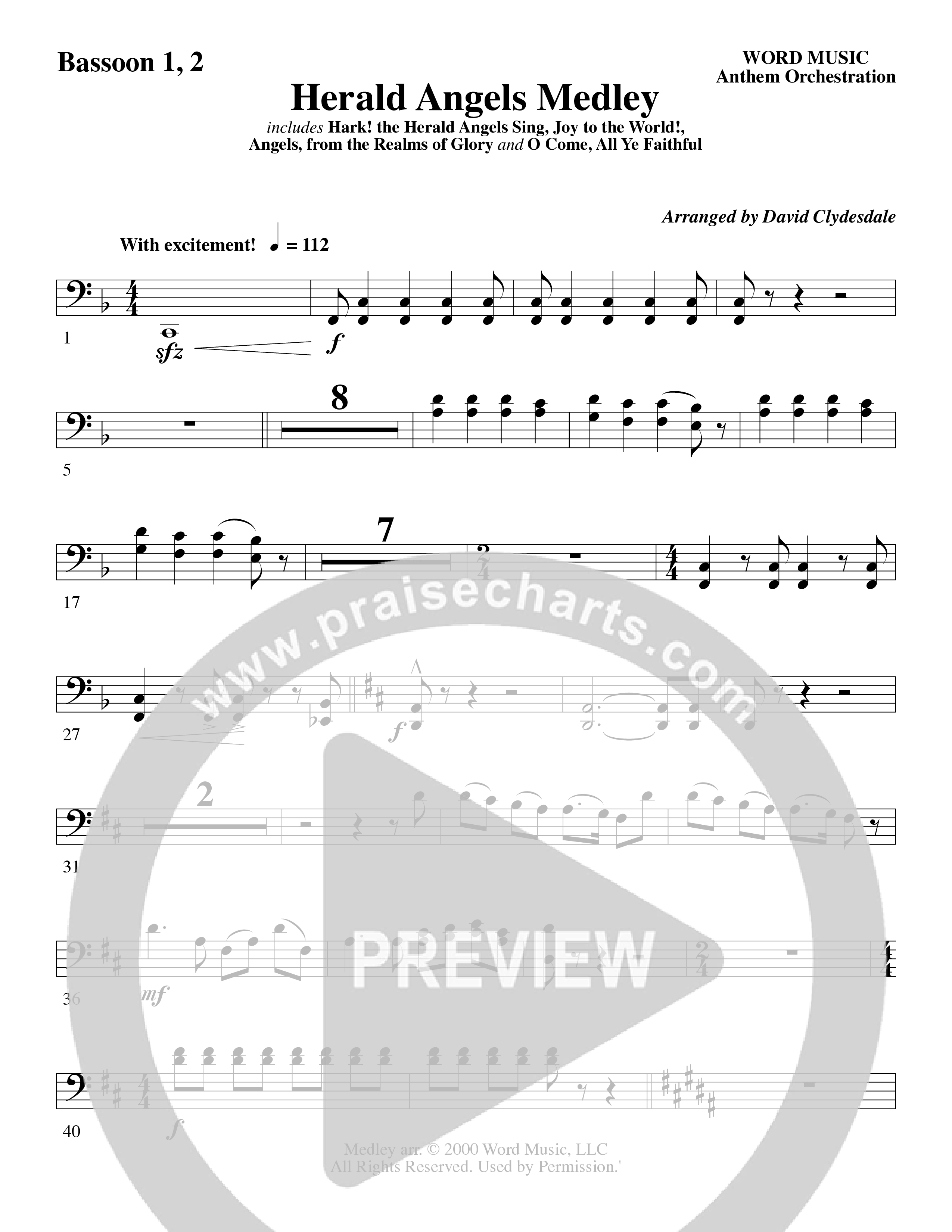 Herald Angels Medley (Choral Anthem SATB) Bassoon (Word Music Choral / Arr. David Clydesdale)