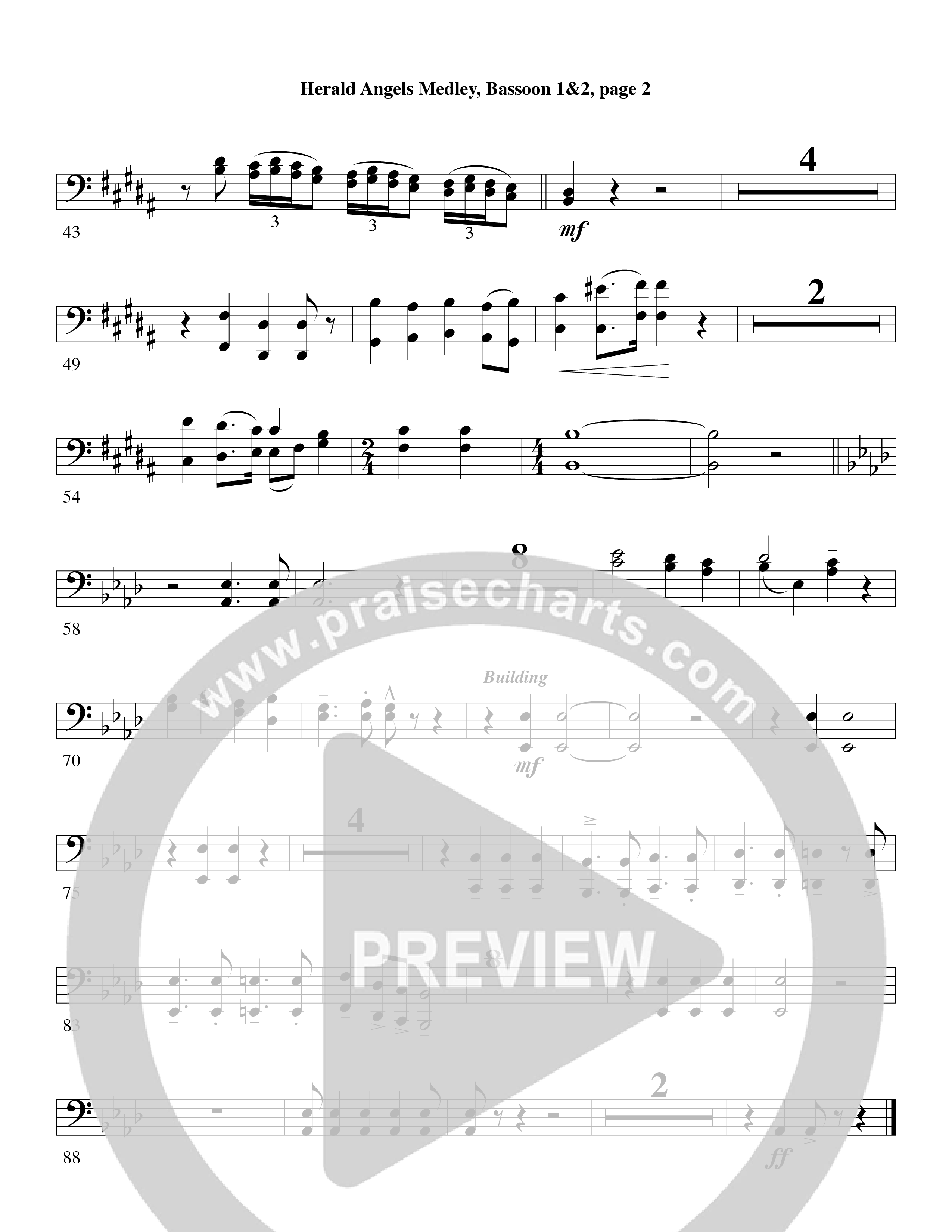 Herald Angels Medley (Choral Anthem SATB) Bassoon (Word Music Choral / Arr. David Clydesdale)