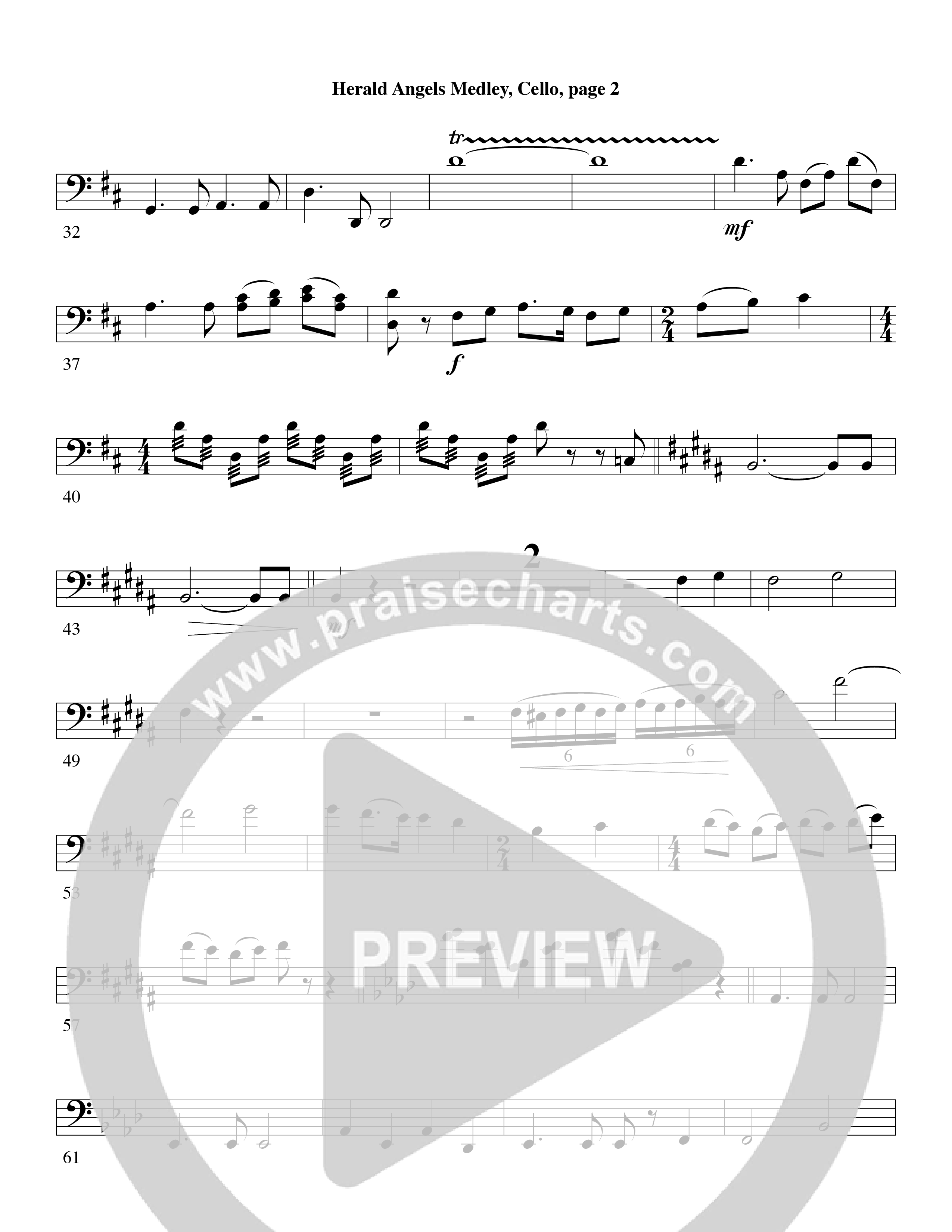 Herald Angels Medley (Choral Anthem SATB) Cello (Word Music Choral / Arr. David Clydesdale)