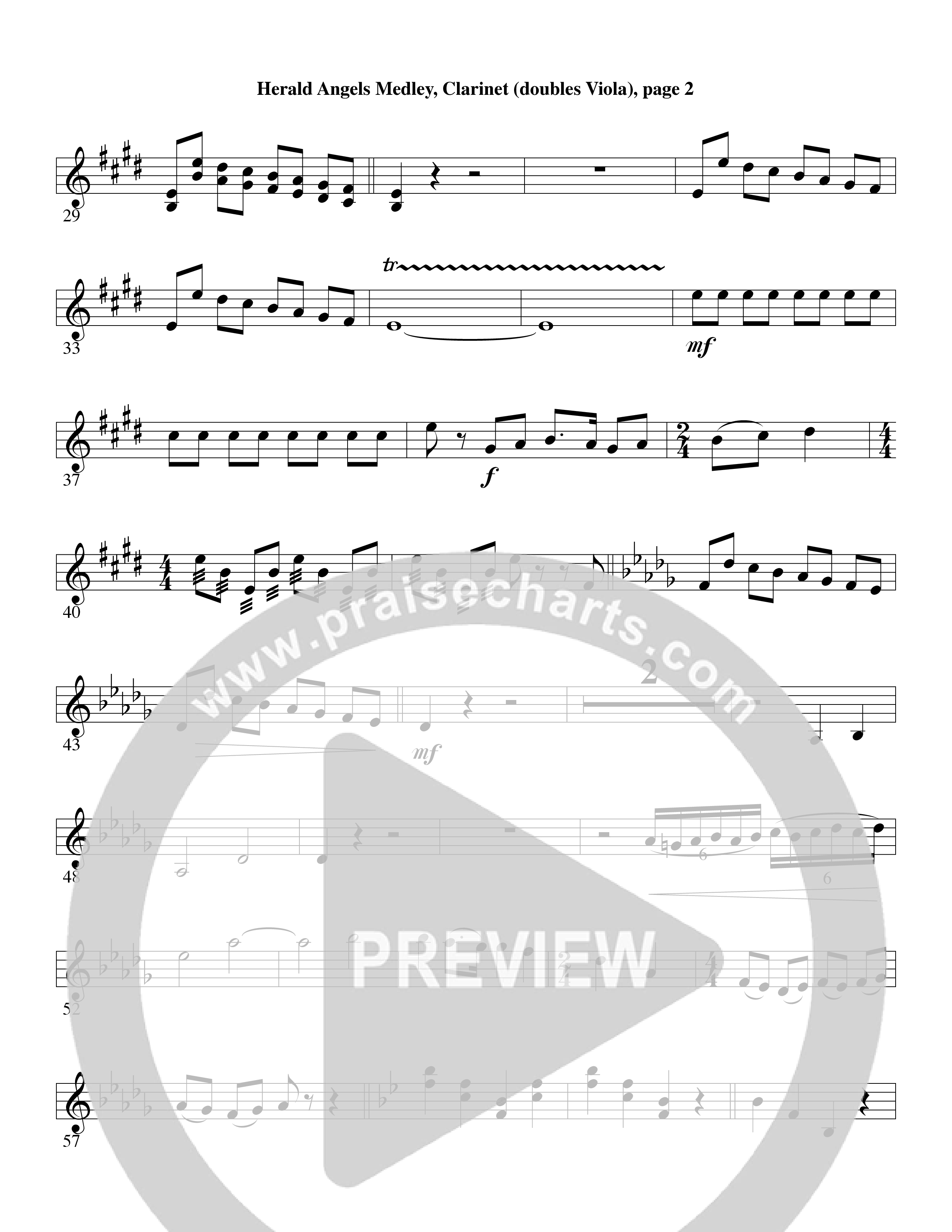 Herald Angels Medley (Choral Anthem SATB) Clarinet (Word Music Choral / Arr. David Clydesdale)