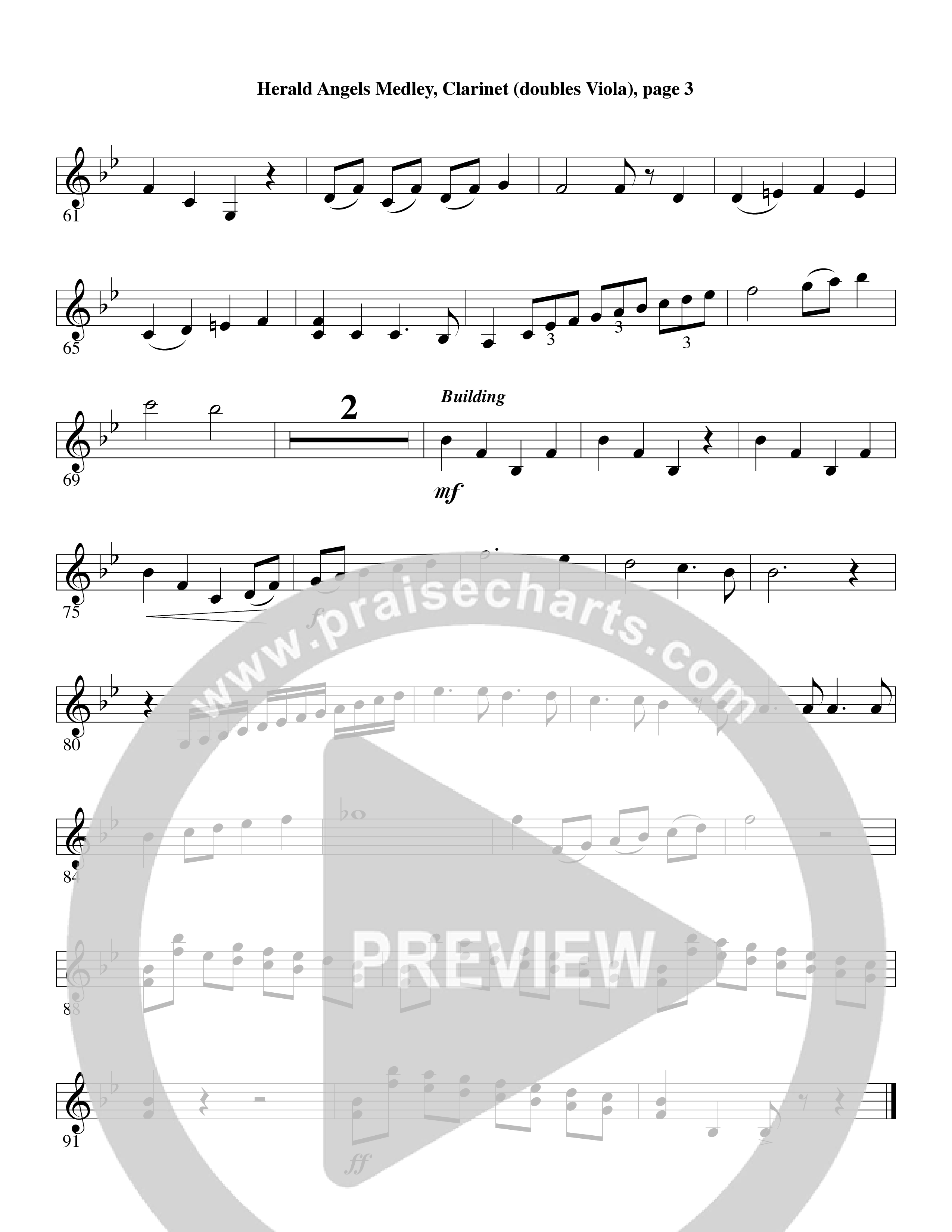 Herald Angels Medley (Choral Anthem SATB) Clarinet (Word Music Choral / Arr. David Clydesdale)