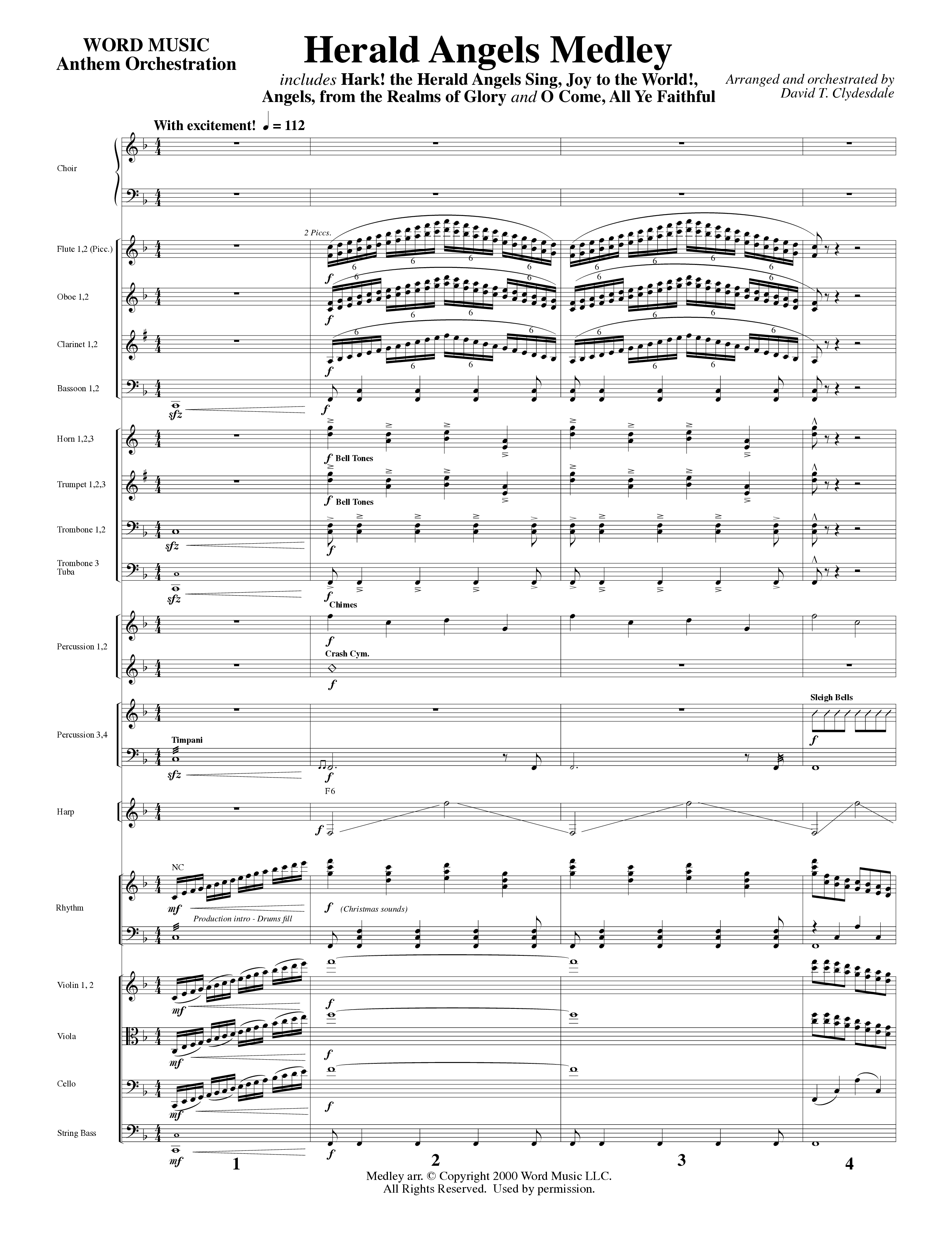 Herald Angels Medley (Choral Anthem SATB) Orchestration (Word Music Choral / Arr. David Clydesdale)