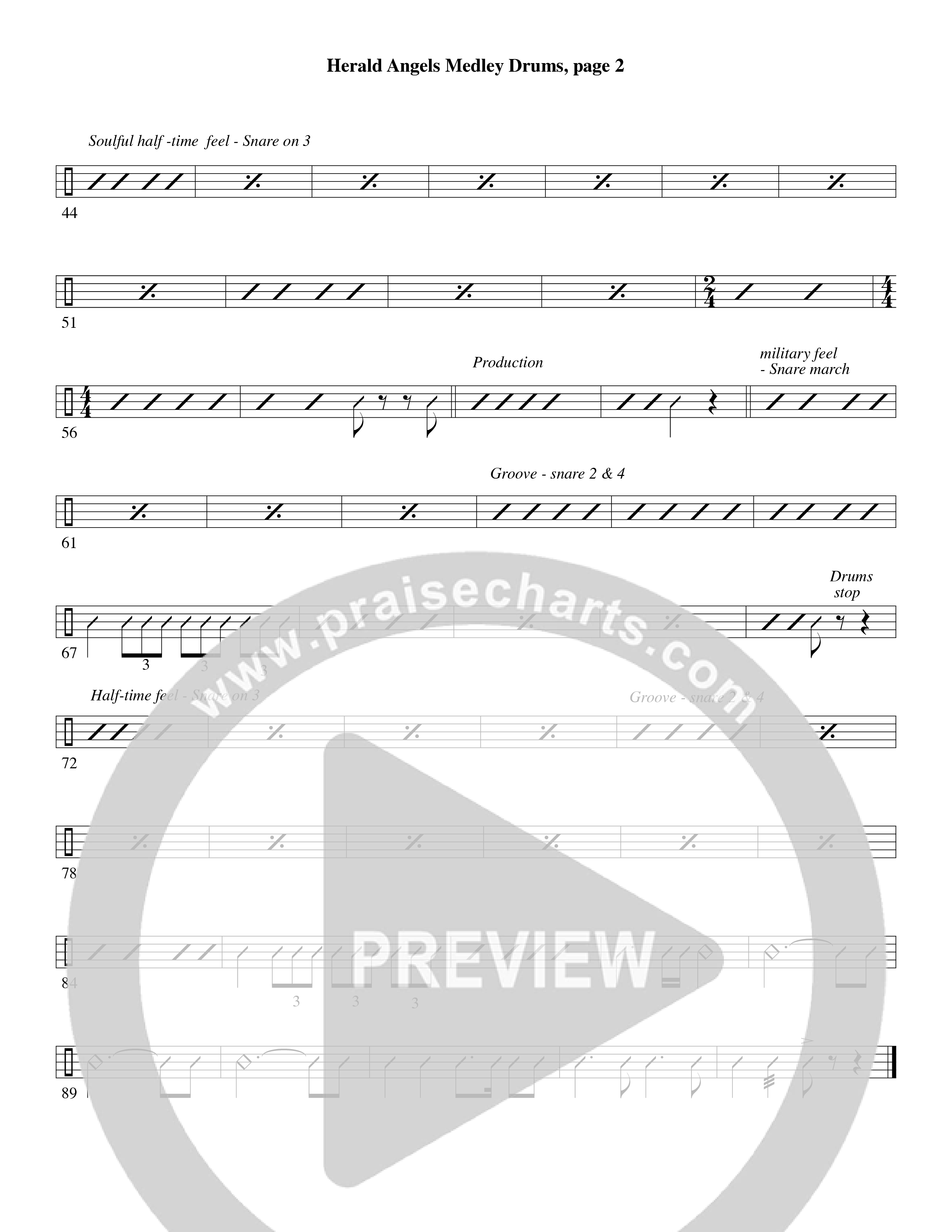 Herald Angels Medley (Choral Anthem SATB) Drum Set (Word Music Choral / Arr. David Clydesdale)