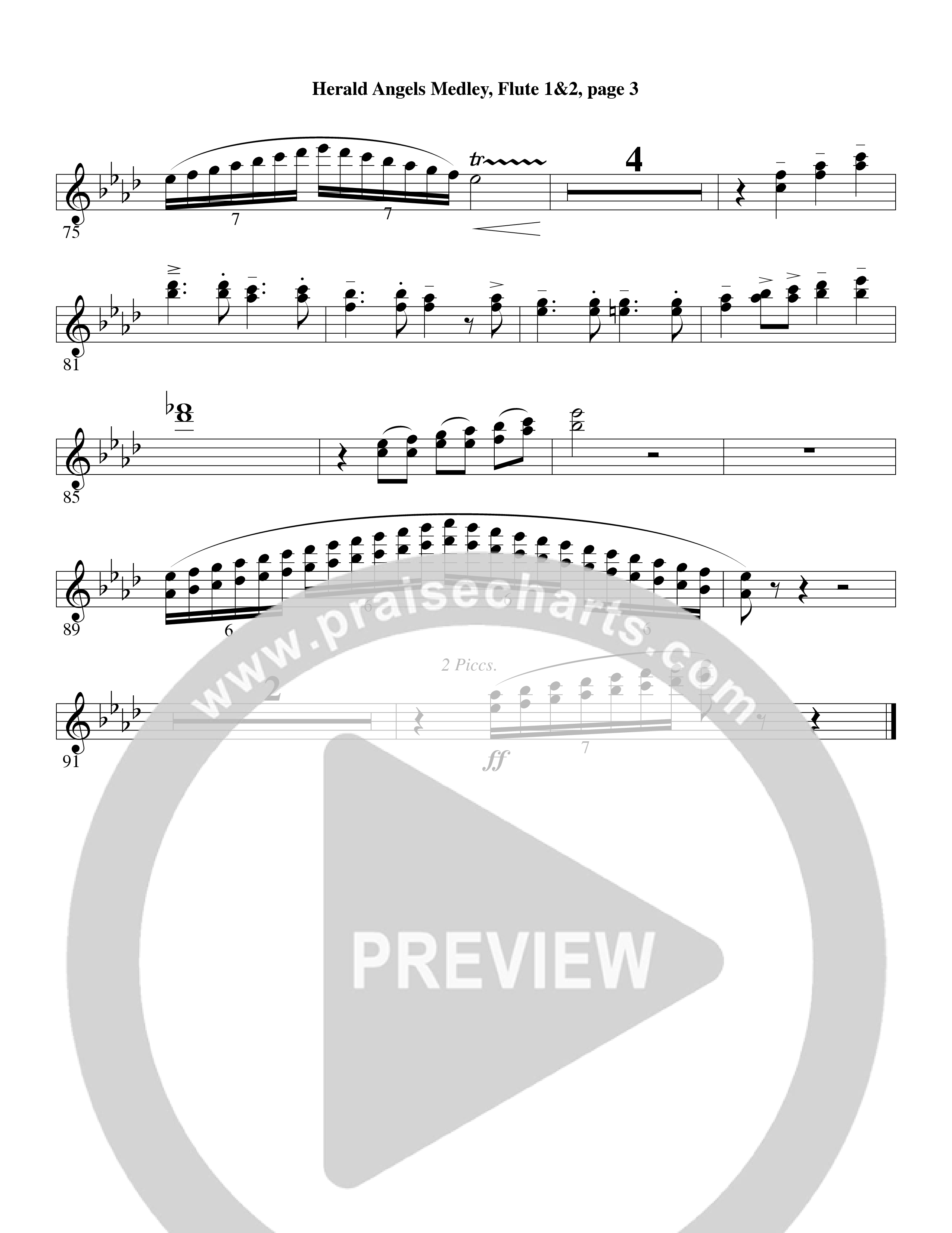 Herald Angels Medley (Choral Anthem SATB) Flute 1/2 (Word Music Choral / Arr. David Clydesdale)