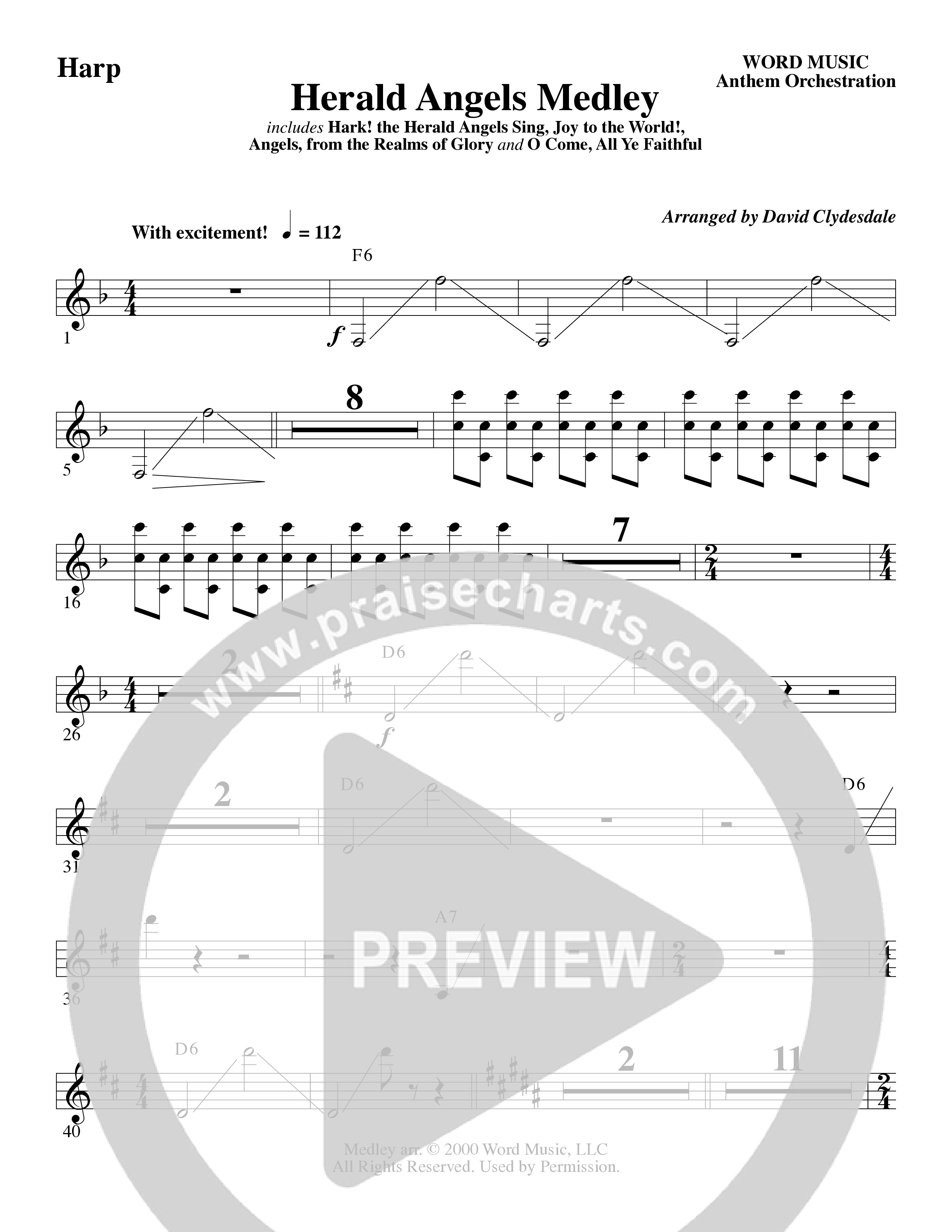 Herald Angels Medley (Choral Anthem SATB) Harp (Word Music Choral / Arr. David Clydesdale)
