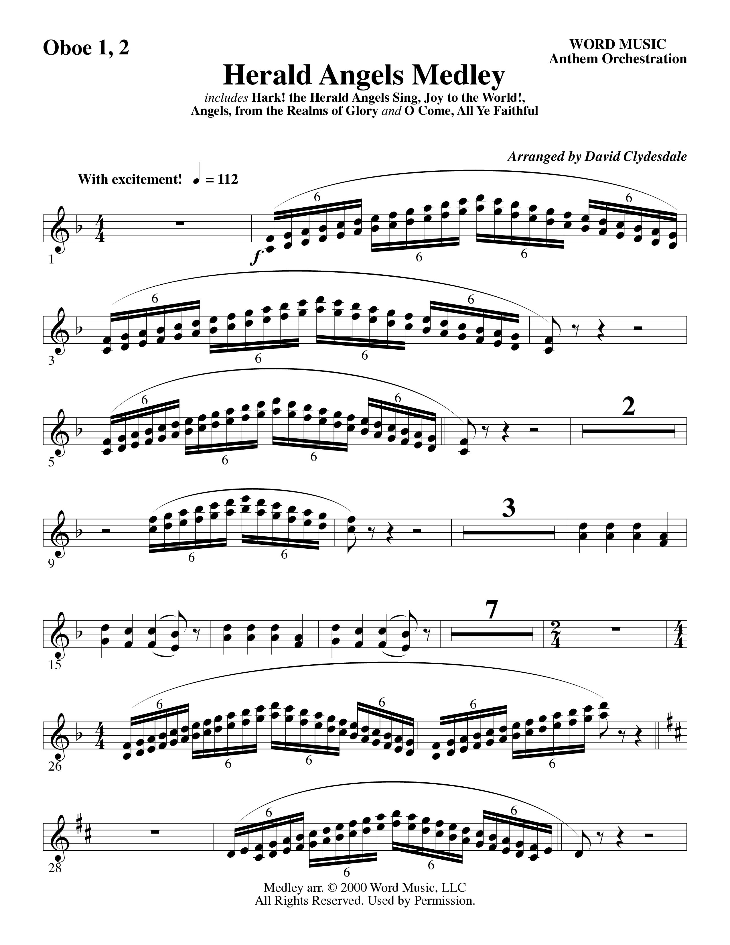 Herald Angels Medley (Choral Anthem SATB) Oboe (Word Music Choral / Arr. David Clydesdale)