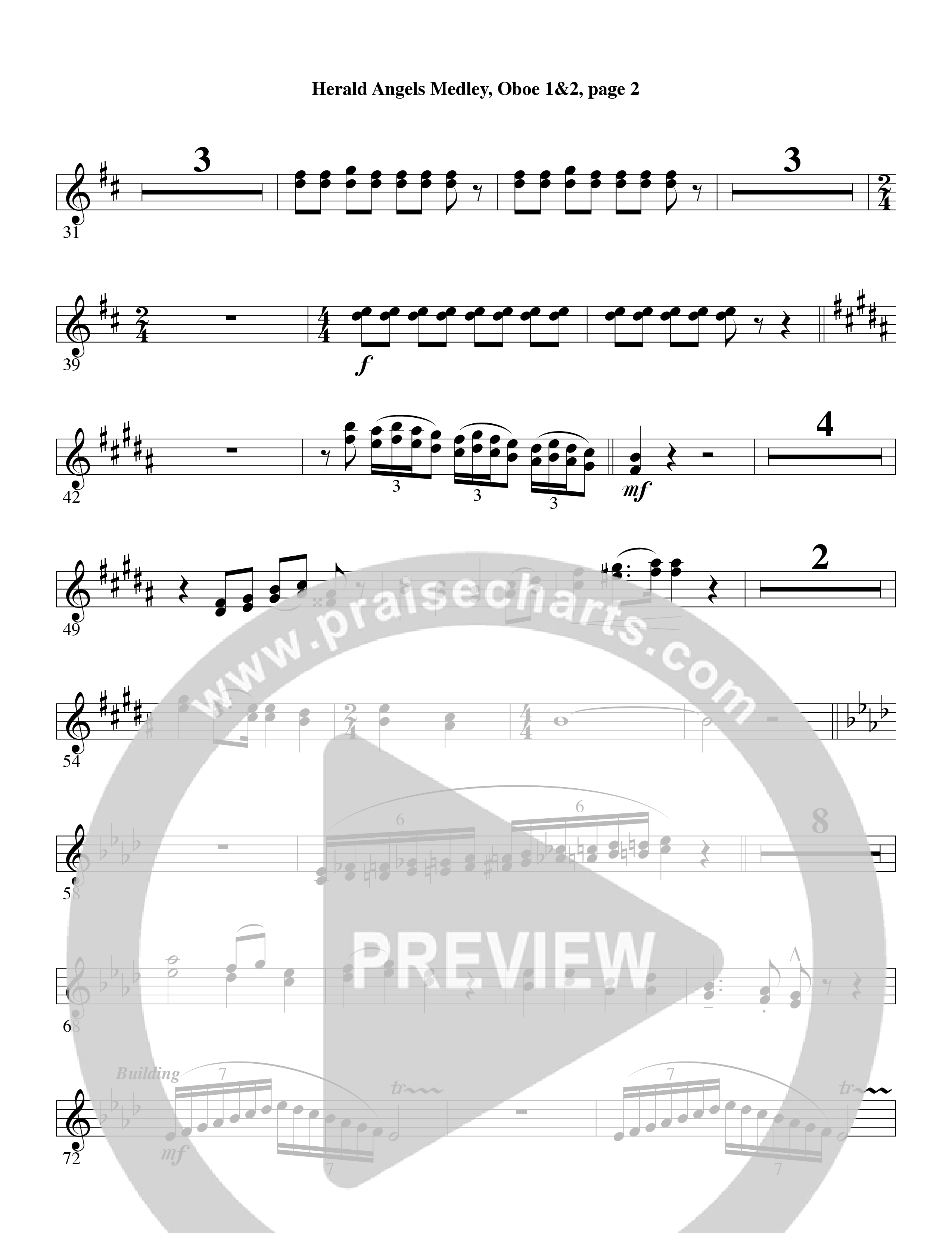 Herald Angels Medley (Choral Anthem SATB) Oboe (Word Music Choral / Arr. David Clydesdale)