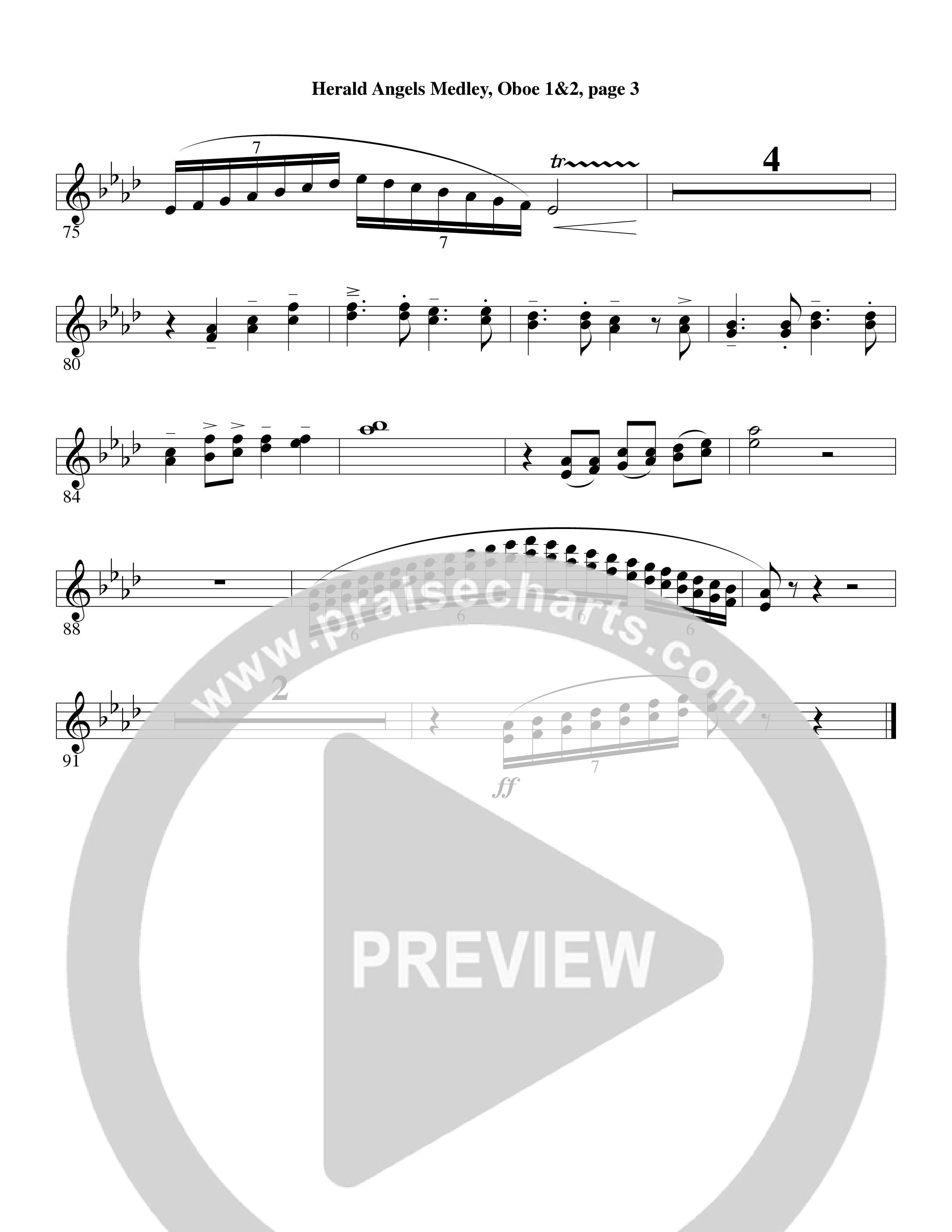 Herald Angels Medley (Choral Anthem SATB) Oboe (Word Music Choral / Arr. David Clydesdale)