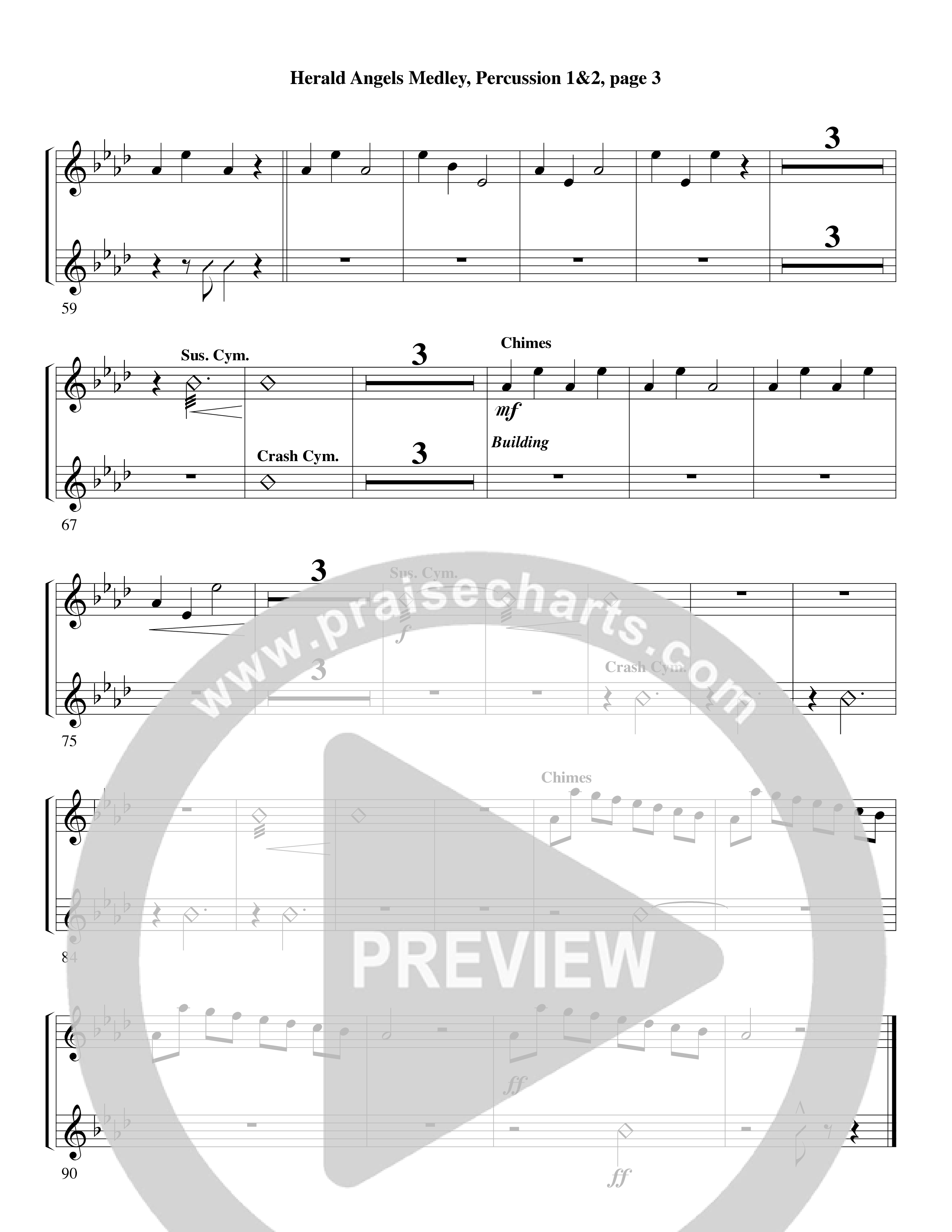 Herald Angels Medley (Choral Anthem SATB) Percussion (Word Music Choral / Arr. David Clydesdale)