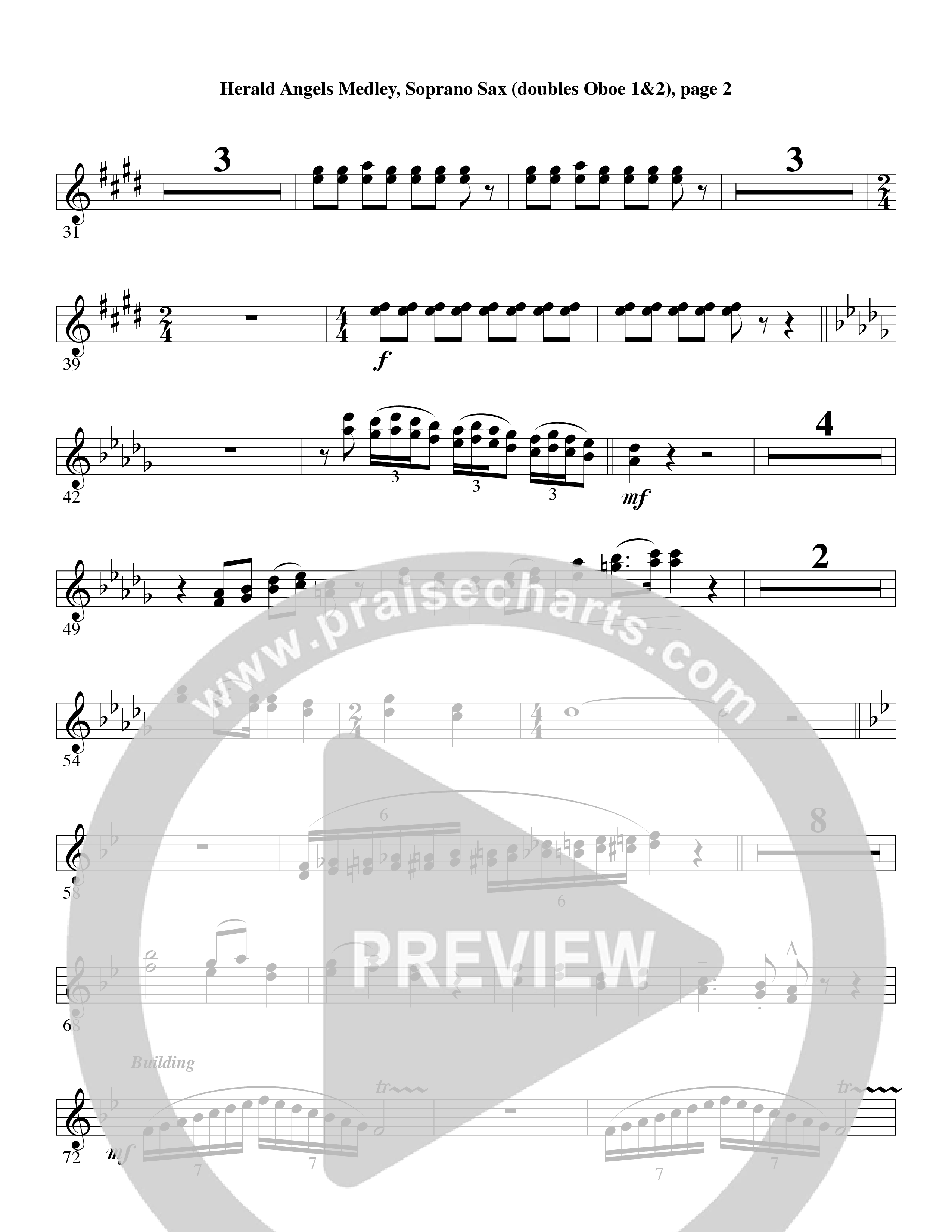 Herald Angels Medley (Choral Anthem SATB) Soprano Sax (Word Music Choral / Arr. David Clydesdale)