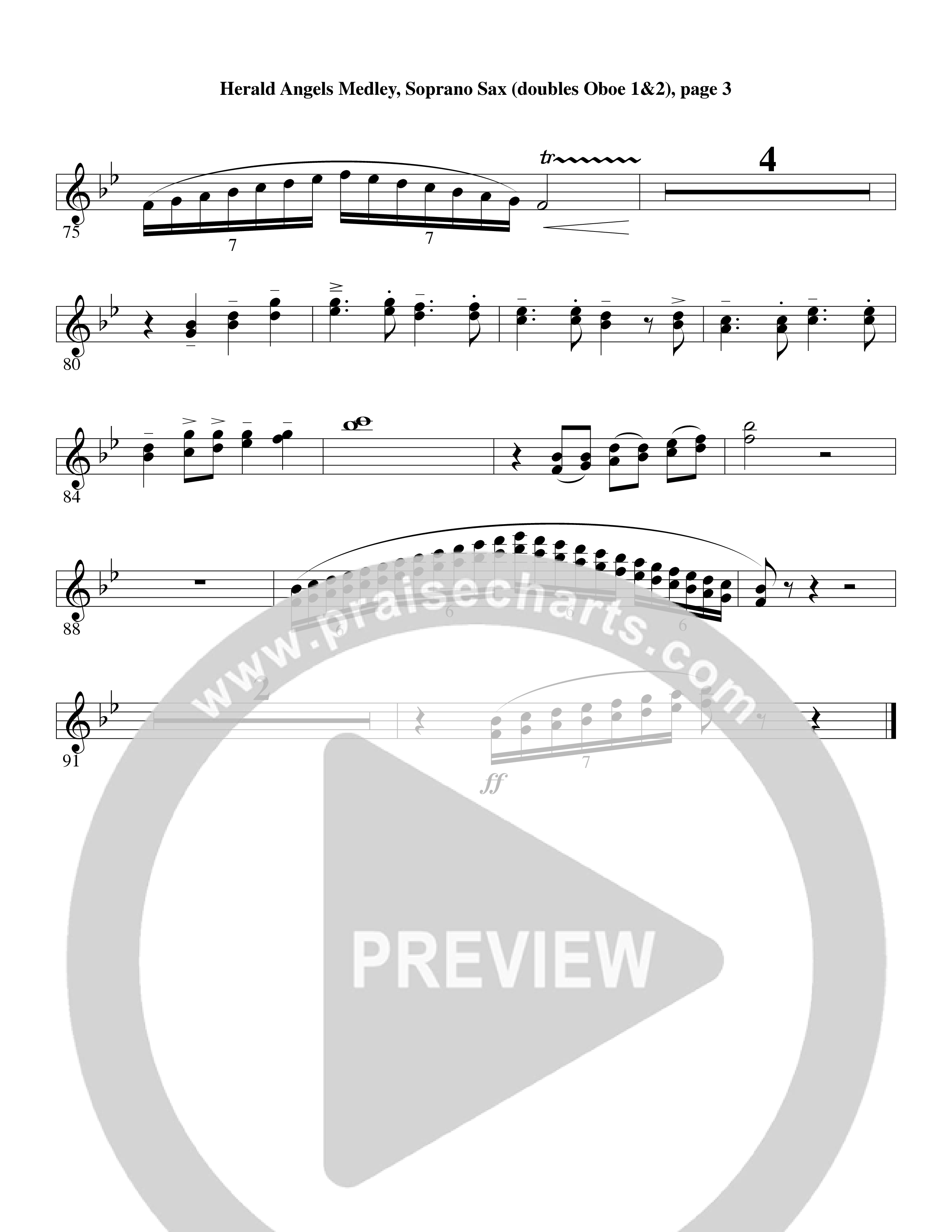 Herald Angels Medley (Choral Anthem SATB) Soprano Sax (Word Music Choral / Arr. David Clydesdale)