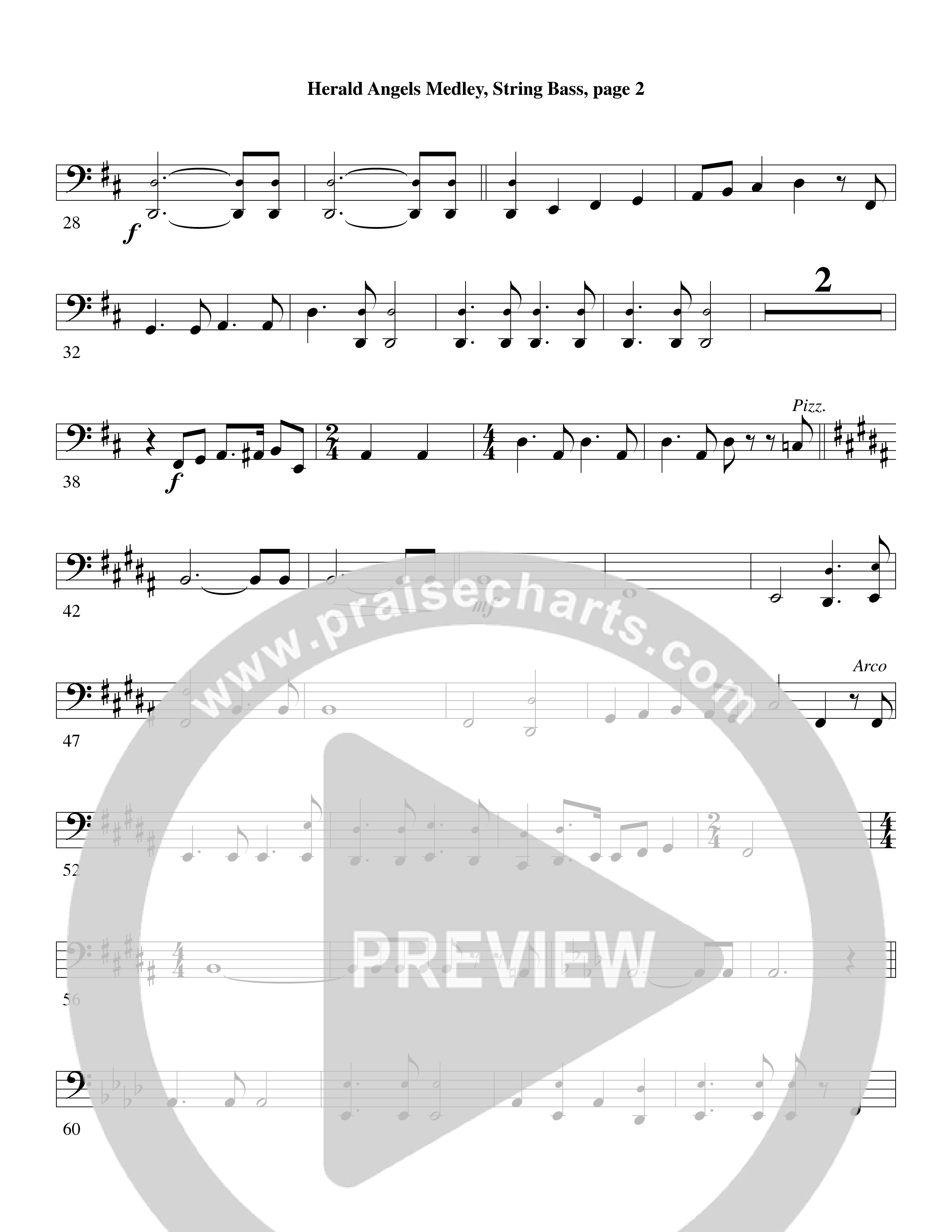 Herald Angels Medley (Choral Anthem SATB) String Bass (Word Music Choral / Arr. David Clydesdale)