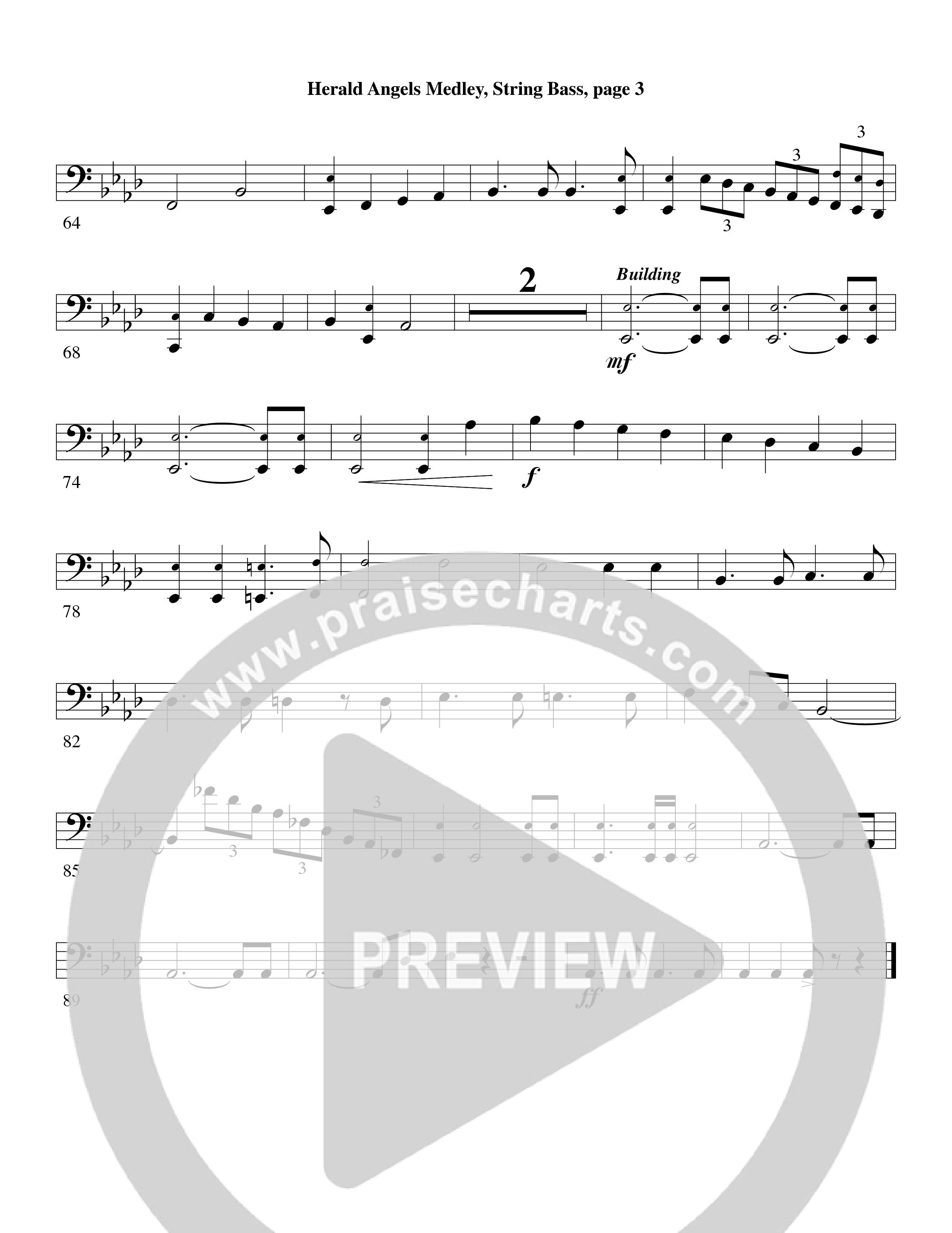 Herald Angels Medley (Choral Anthem SATB) String Bass (Word Music Choral / Arr. David Clydesdale)