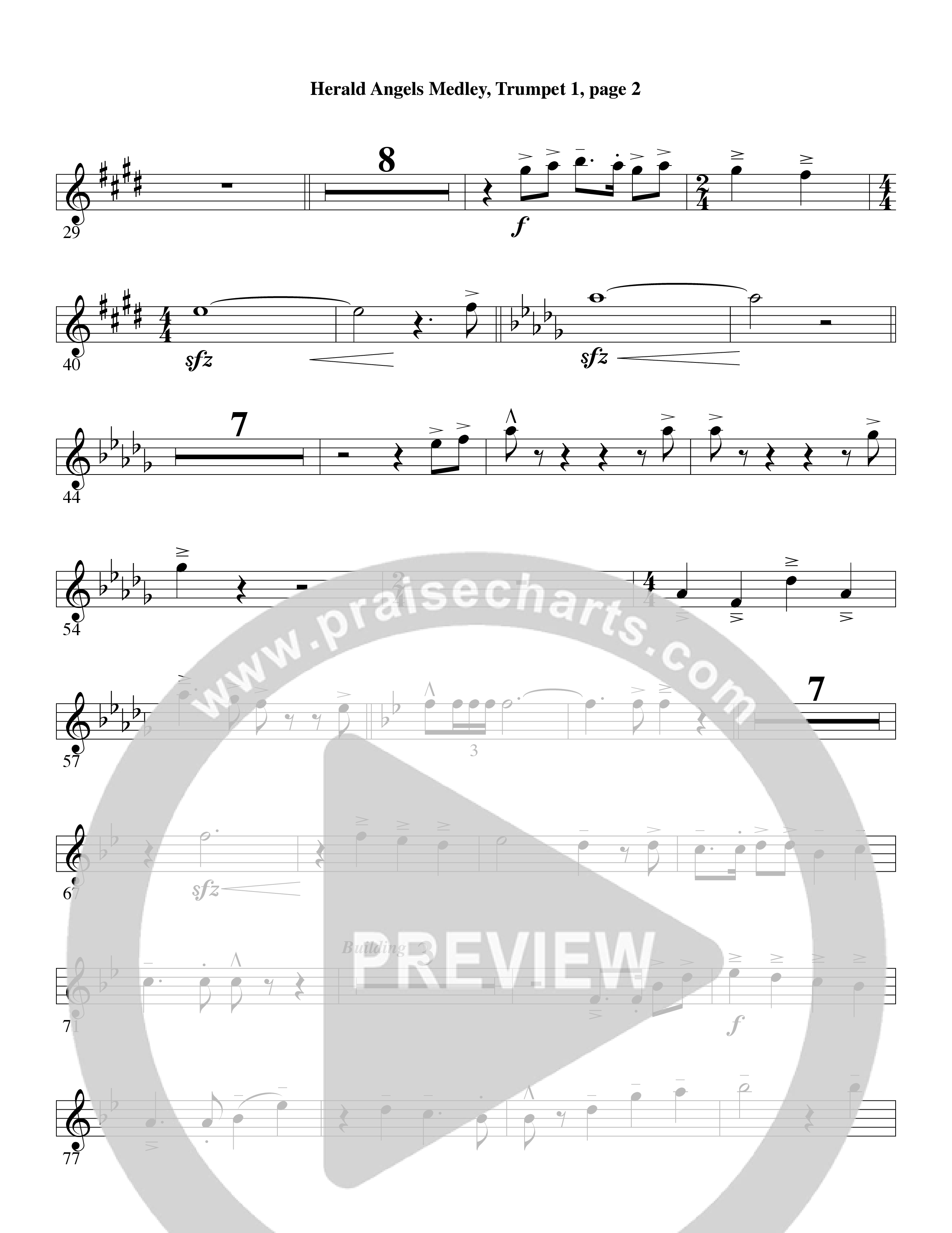 Herald Angels Medley (Choral Anthem SATB) Trumpet 1 (Word Music Choral / Arr. David Clydesdale)