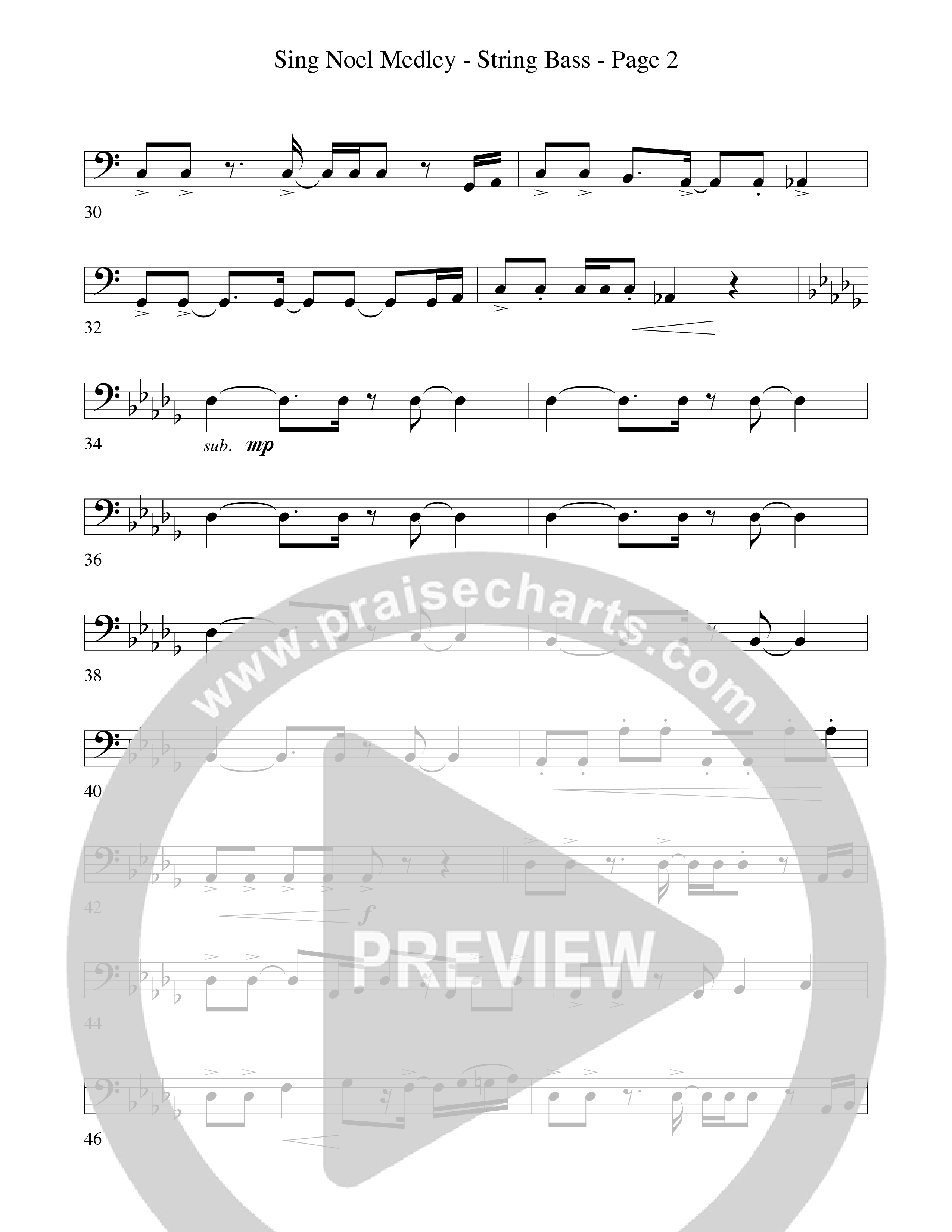Sing Noel (with African Noel and Go Tell It On The Mountain) (Choral Anthem SATB) String Bass (Word Music Choral / Arr. David Hamilton)