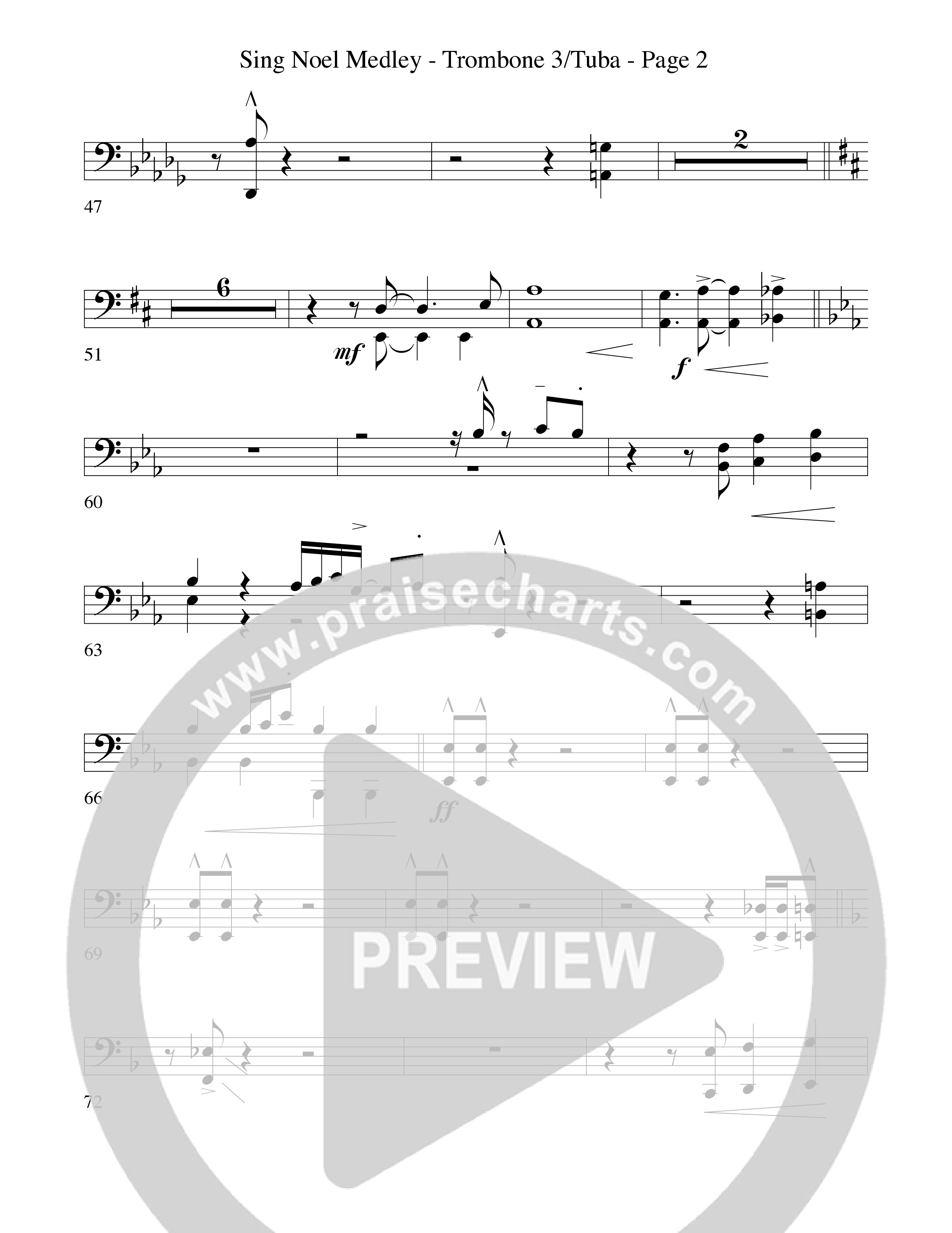Sing Noel (with African Noel and Go Tell It On The Mountain) (Choral Anthem SATB) Trombone 3/Tuba (Word Music Choral / Arr. David Hamilton)