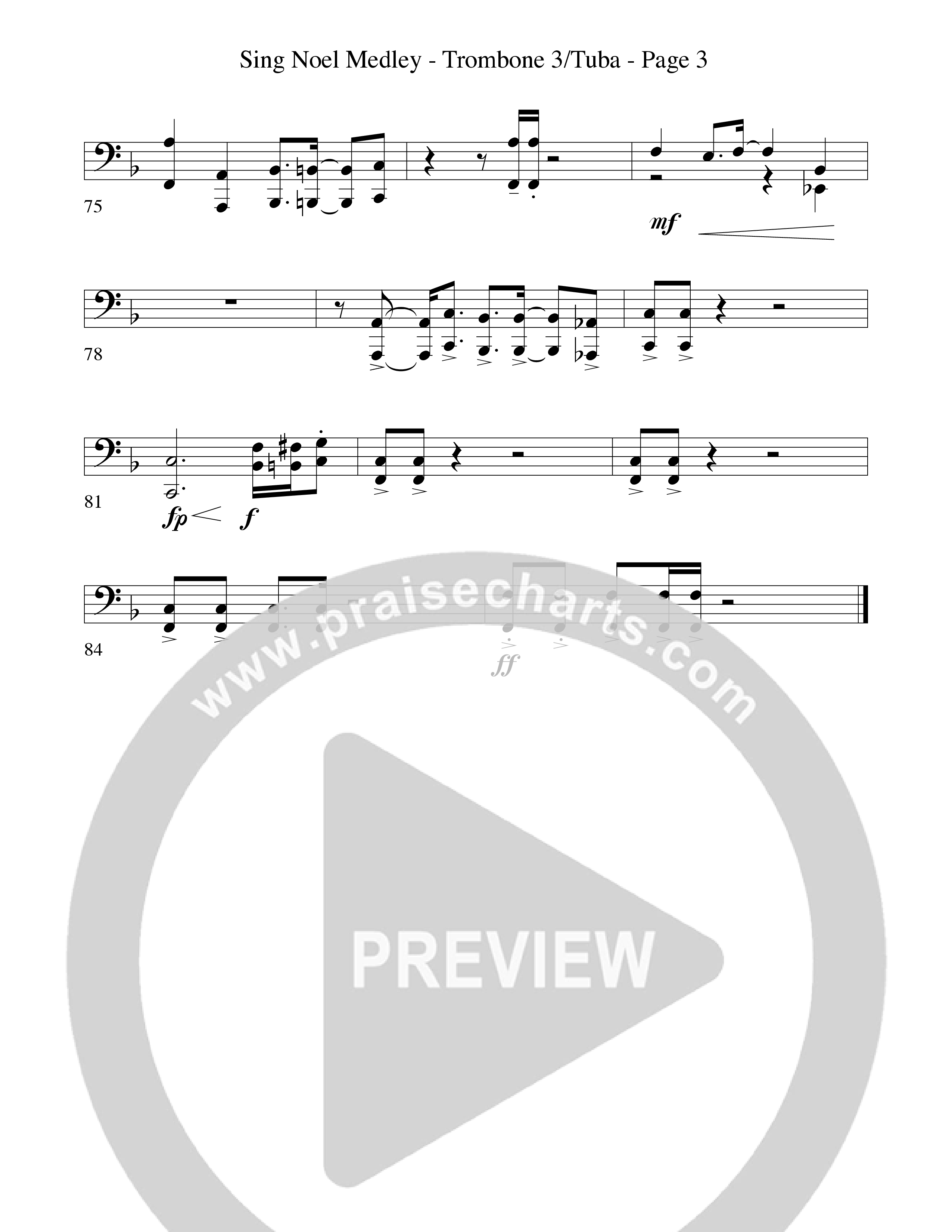 Sing Noel (with African Noel and Go Tell It On The Mountain) (Choral Anthem SATB) Trombone 3/Tuba (Word Music Choral / Arr. David Hamilton)