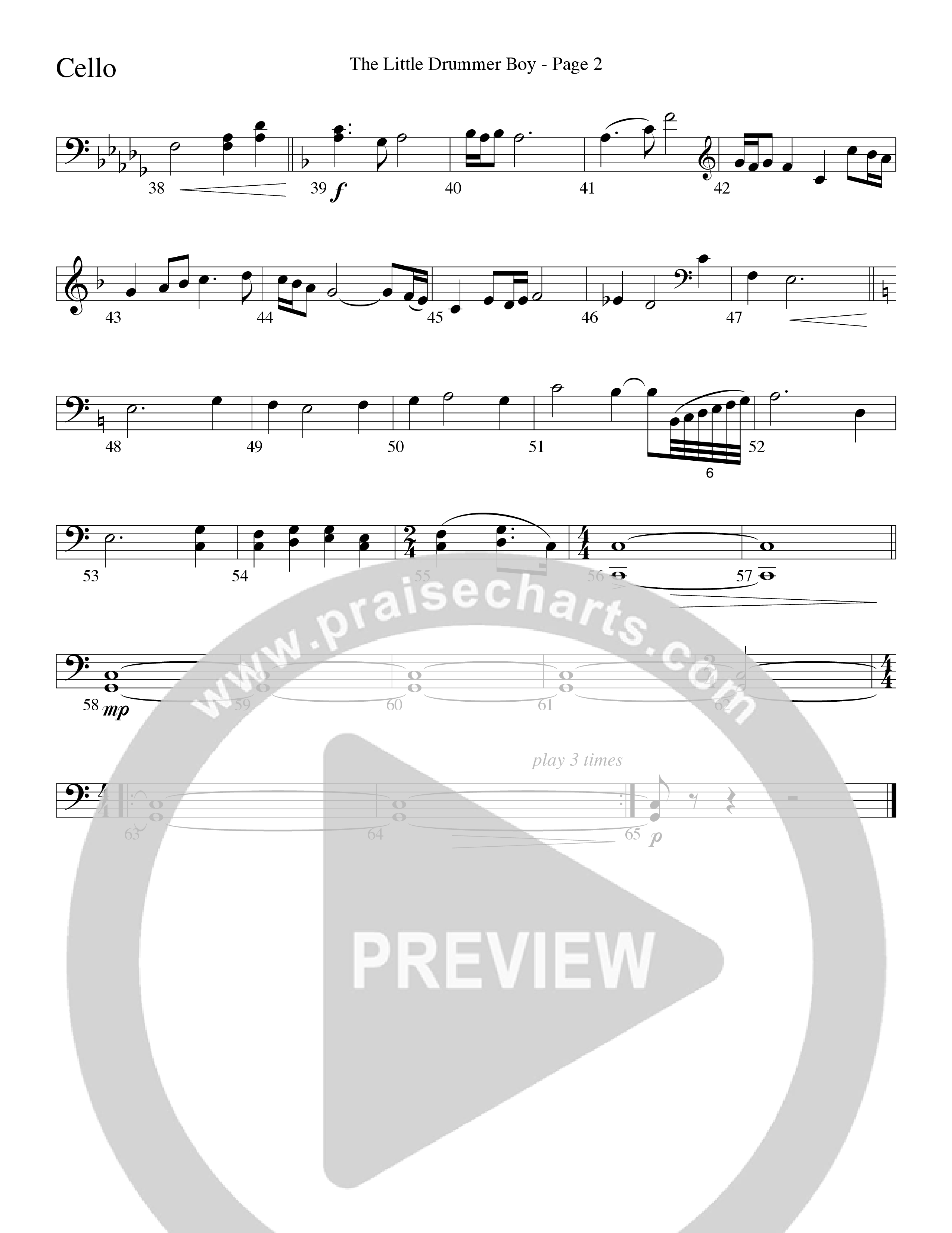 The Little Drummer Boy (Choral Anthem SATB) Cello (Word Music Choral / Arr. Lari Goss)