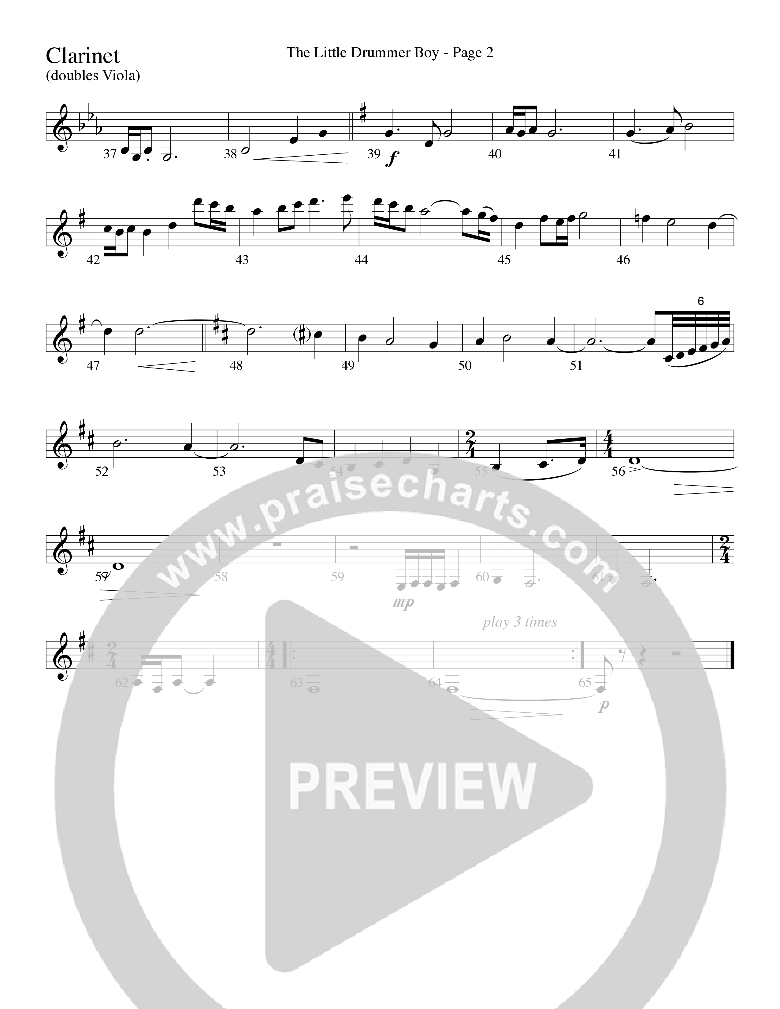 The Little Drummer Boy (Choral Anthem SATB) Clarinet (Word Music Choral / Arr. Lari Goss)