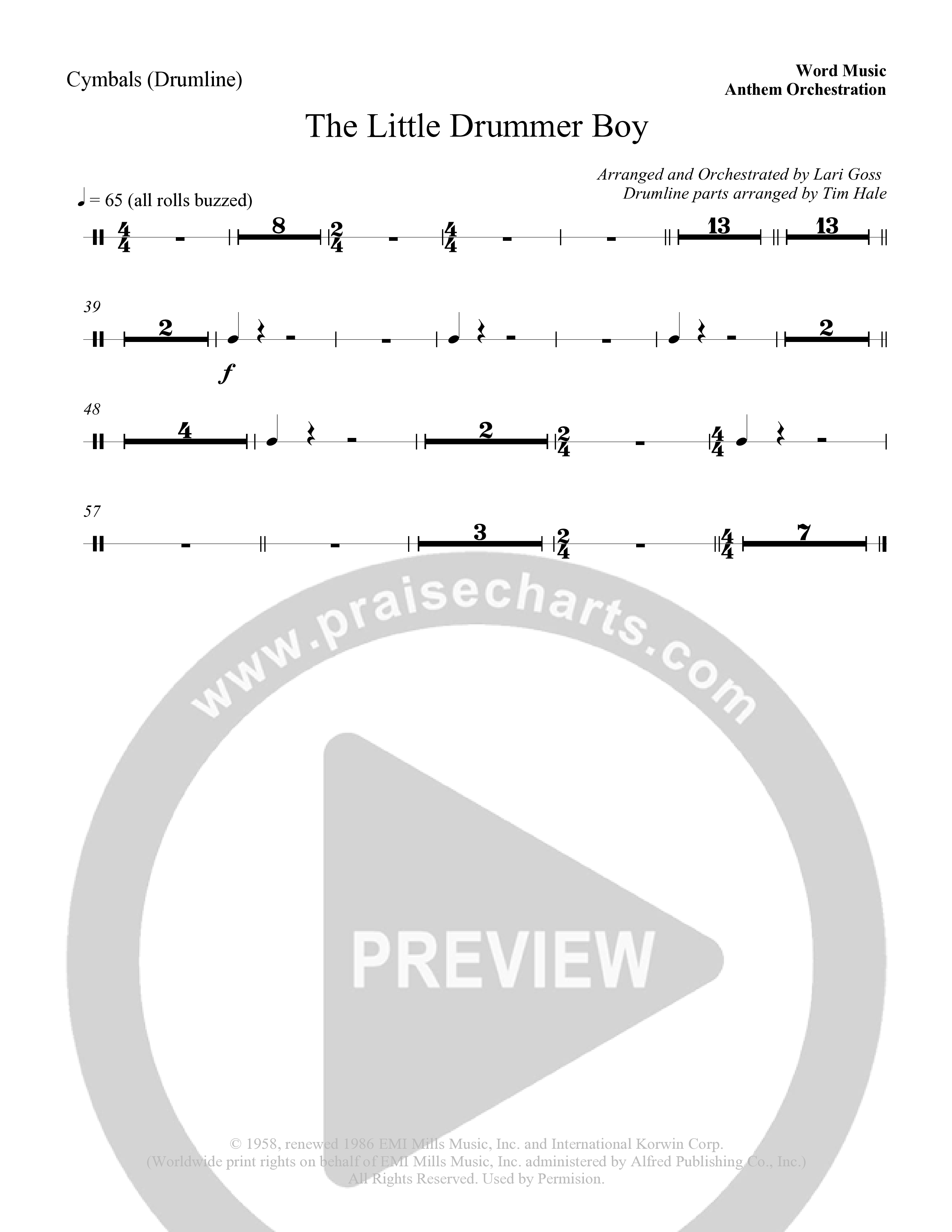 The Little Drummer Boy (Choral Anthem SATB) Cymbals (Word Music Choral / Arr. Lari Goss)