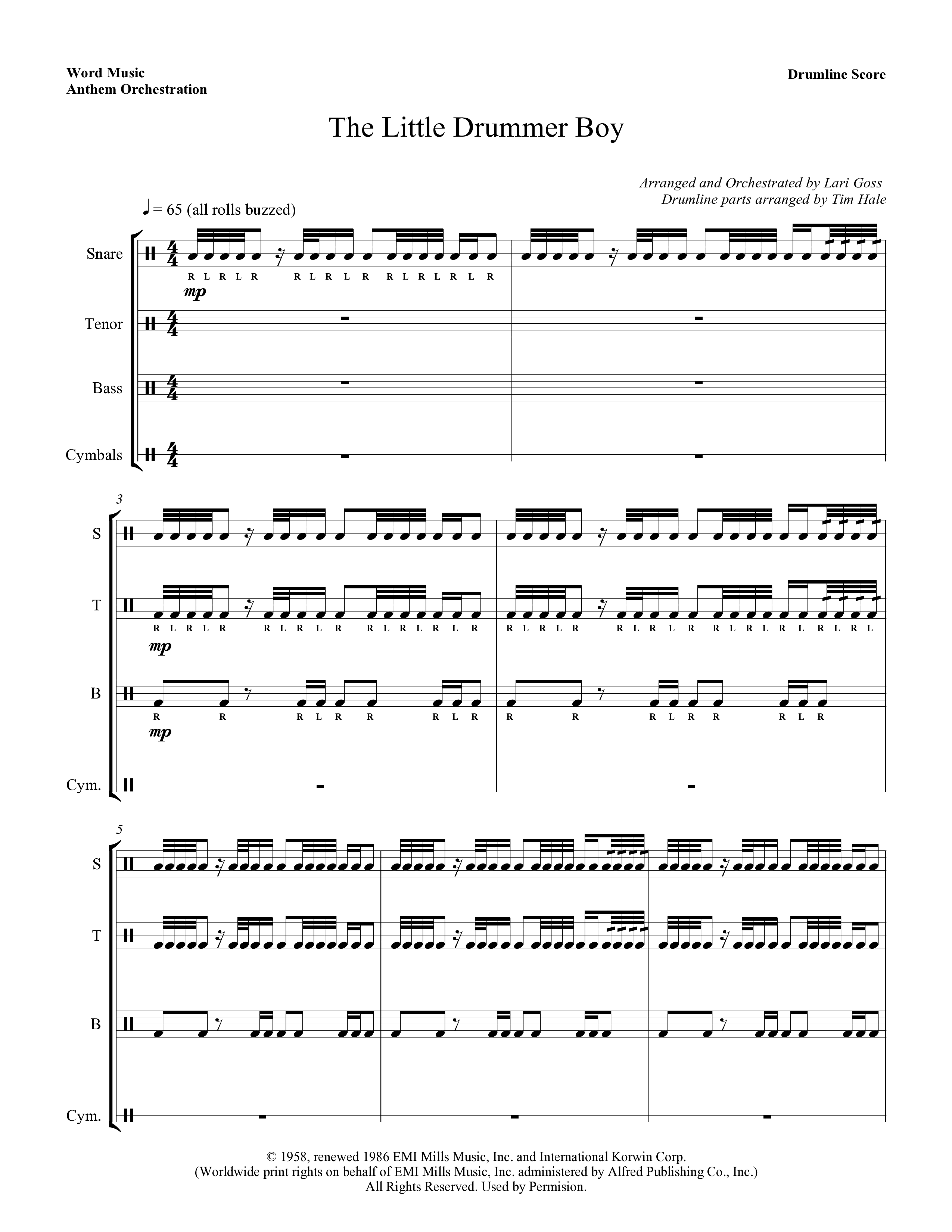 The Little Drummer Boy (Choral Anthem SATB) Drum Line (Word Music Choral / Arr. Lari Goss)