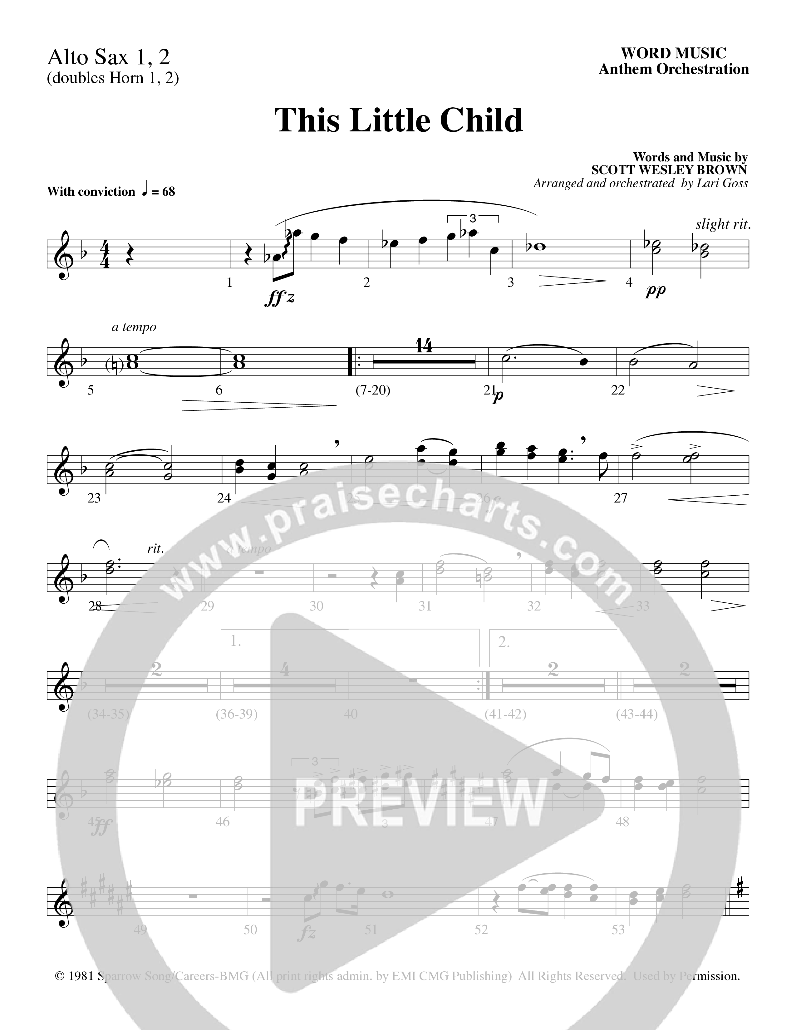 This Little Child (Choral Anthem SATB) Alto Sax 1/2 (Word Music Choral / Arr. Lari Goss)