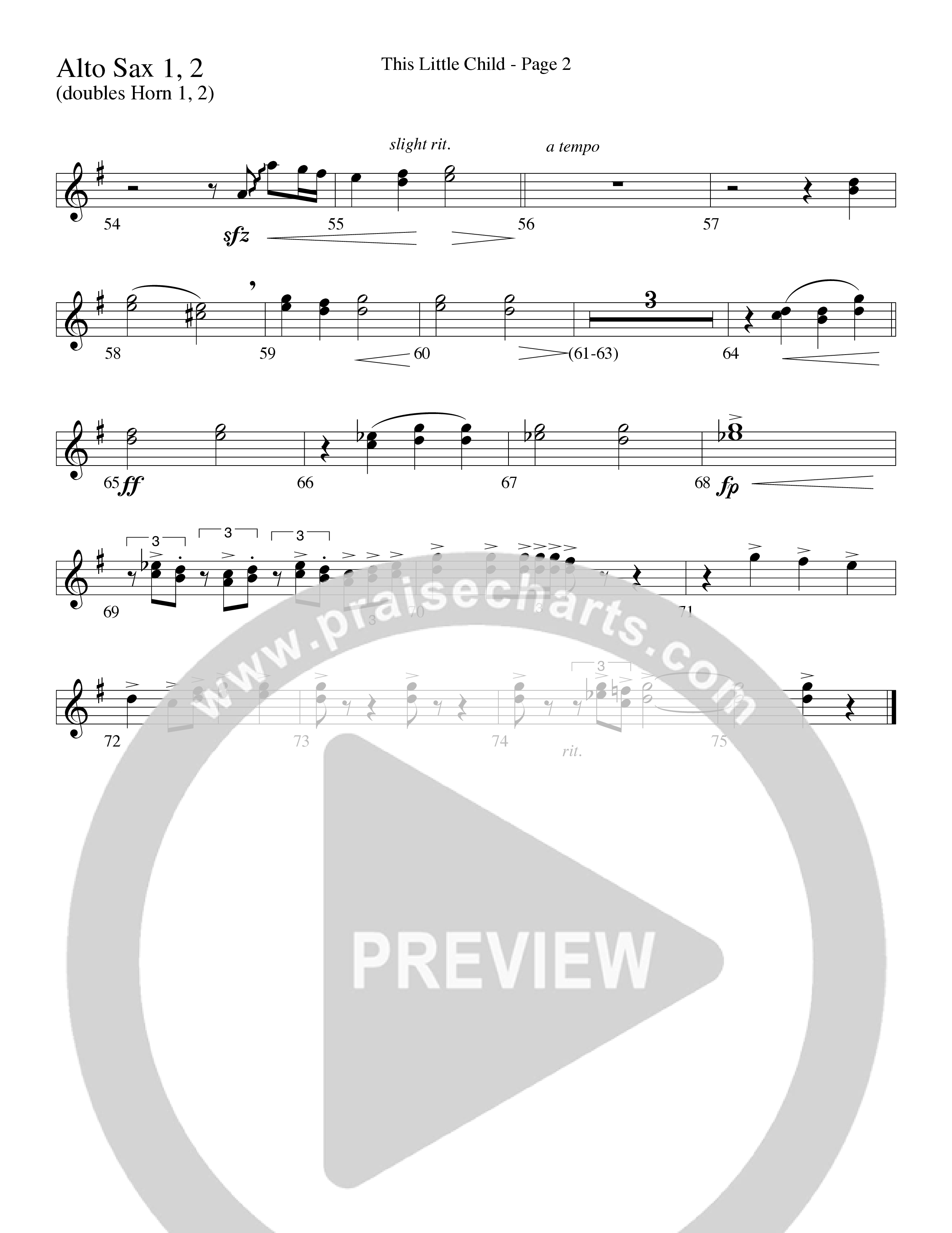 This Little Child (Choral Anthem SATB) Alto Sax 1/2 (Word Music Choral / Arr. Lari Goss)