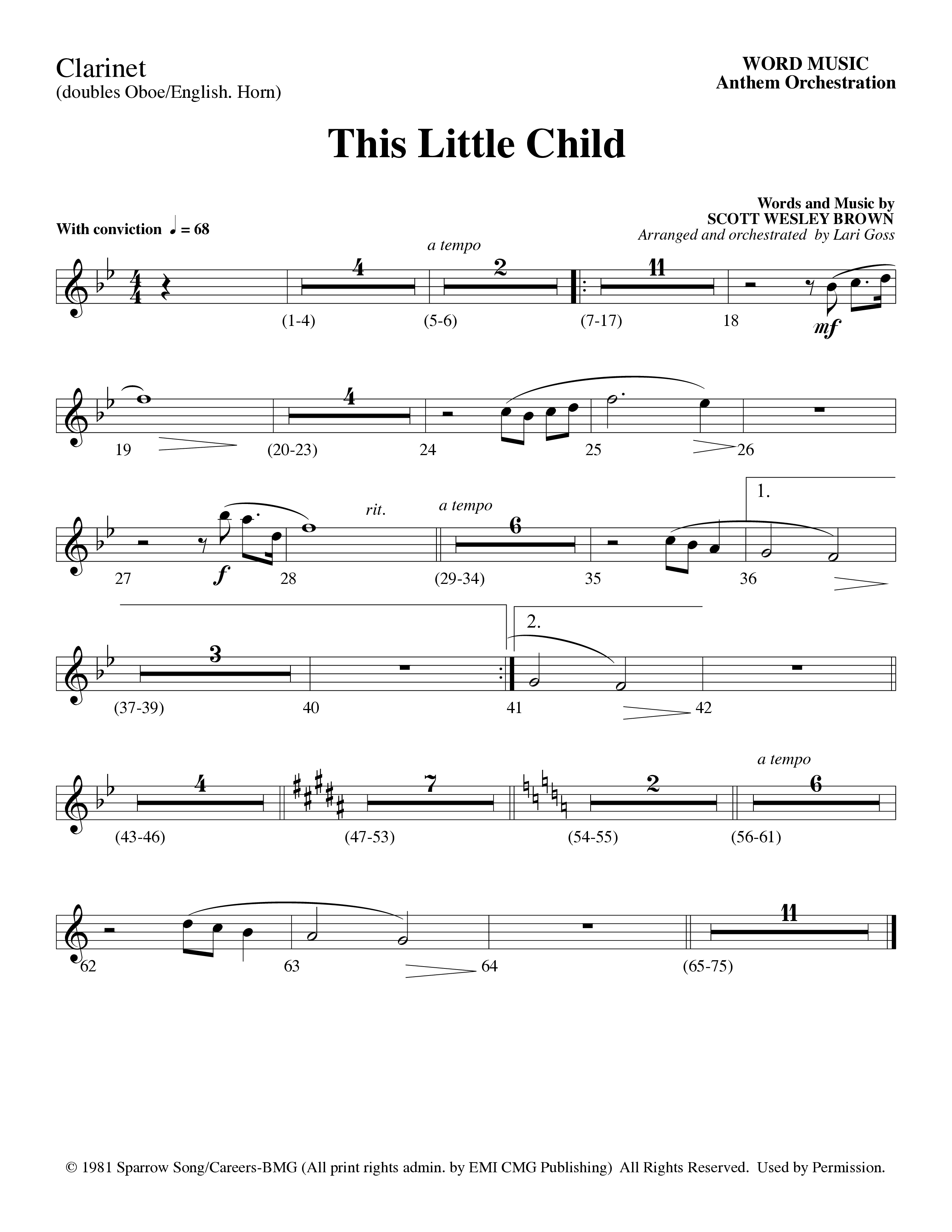 This Little Child (Choral Anthem SATB) Clarinet (Word Music Choral / Arr. Lari Goss)