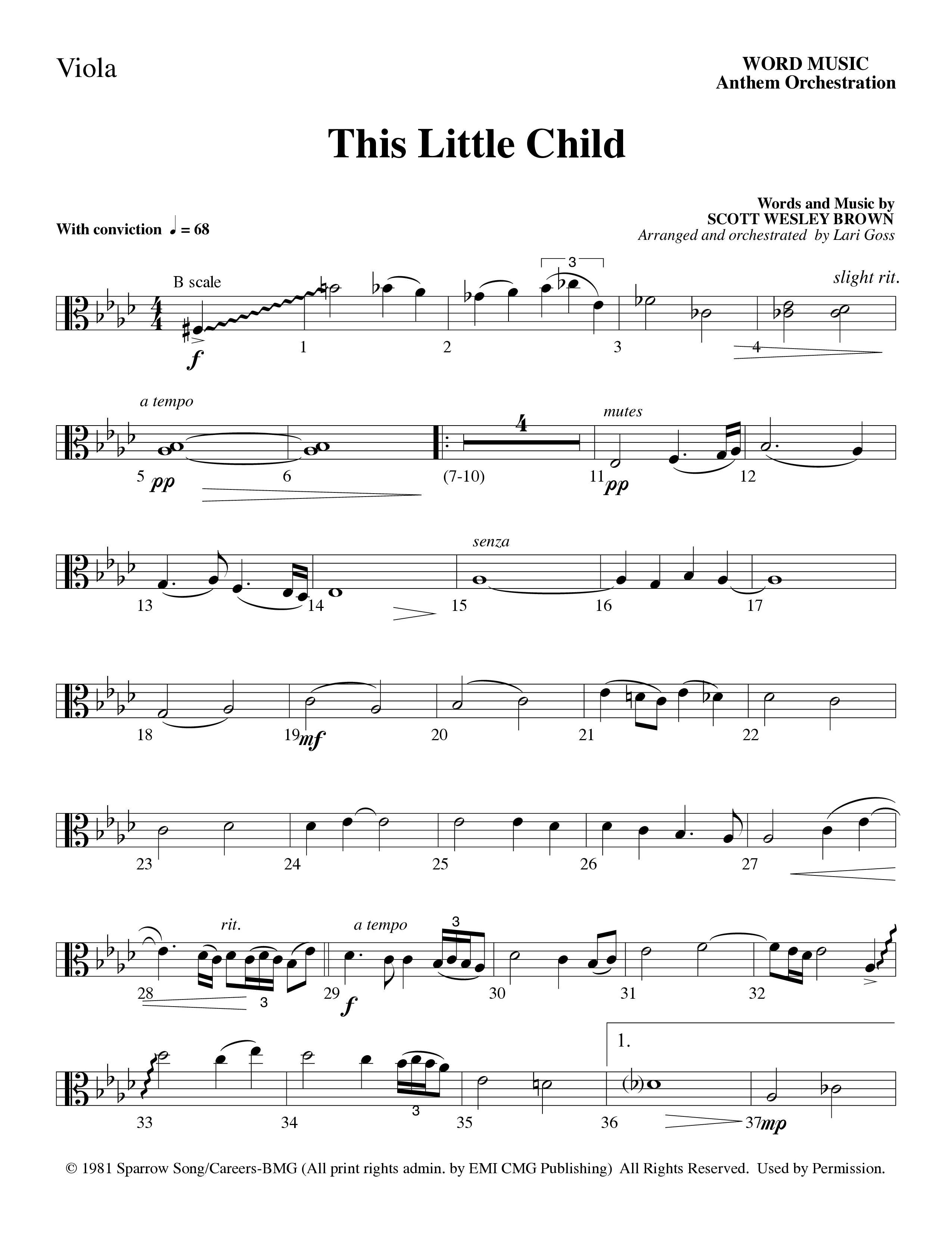 This Little Child (Choral Anthem SATB) Viola (Word Music Choral / Arr. Lari Goss)