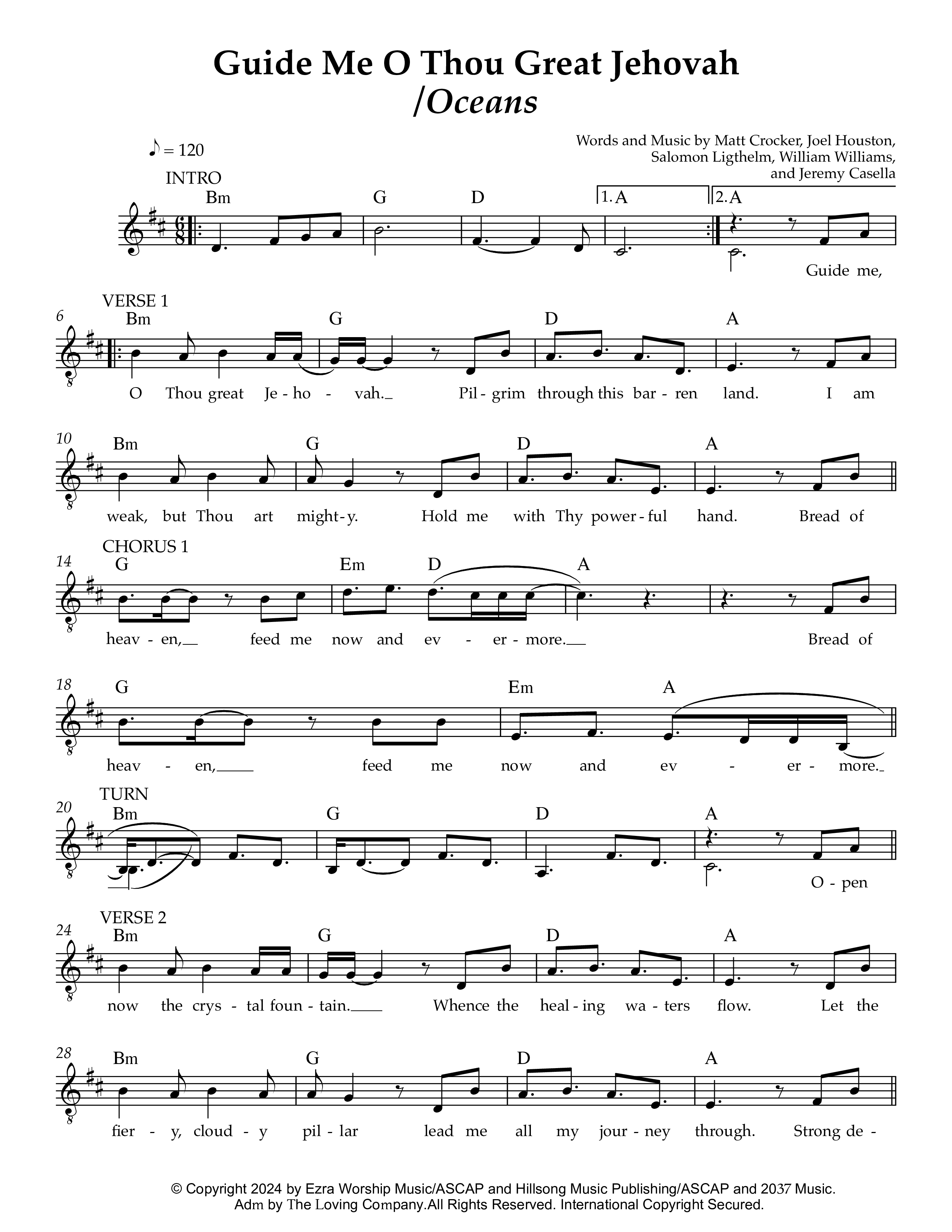 Guide Me / Oceans Lead Sheet Melody (Ezra Worship Initiative)