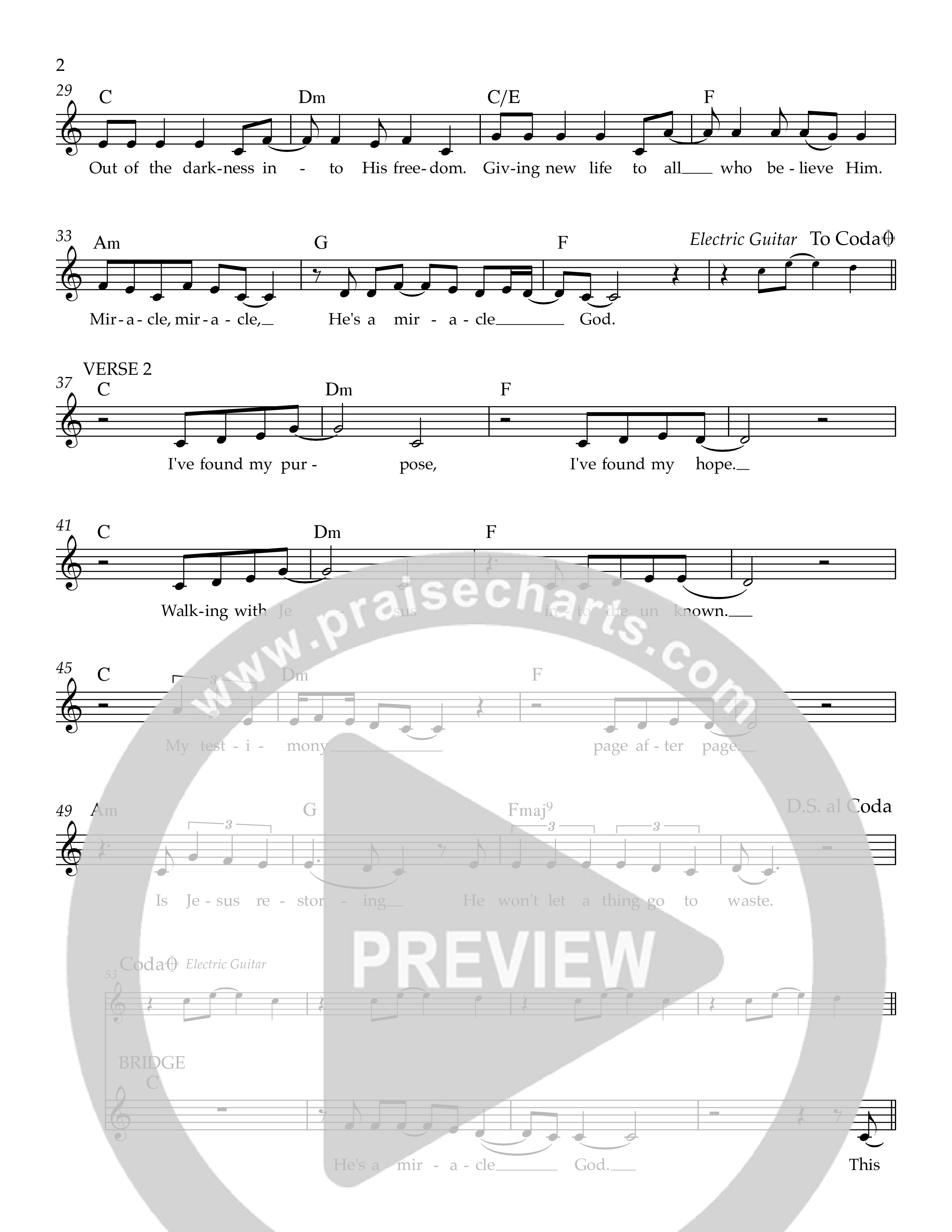 Miracle God Lead Sheet Melody (Ezra Worship Initiative)