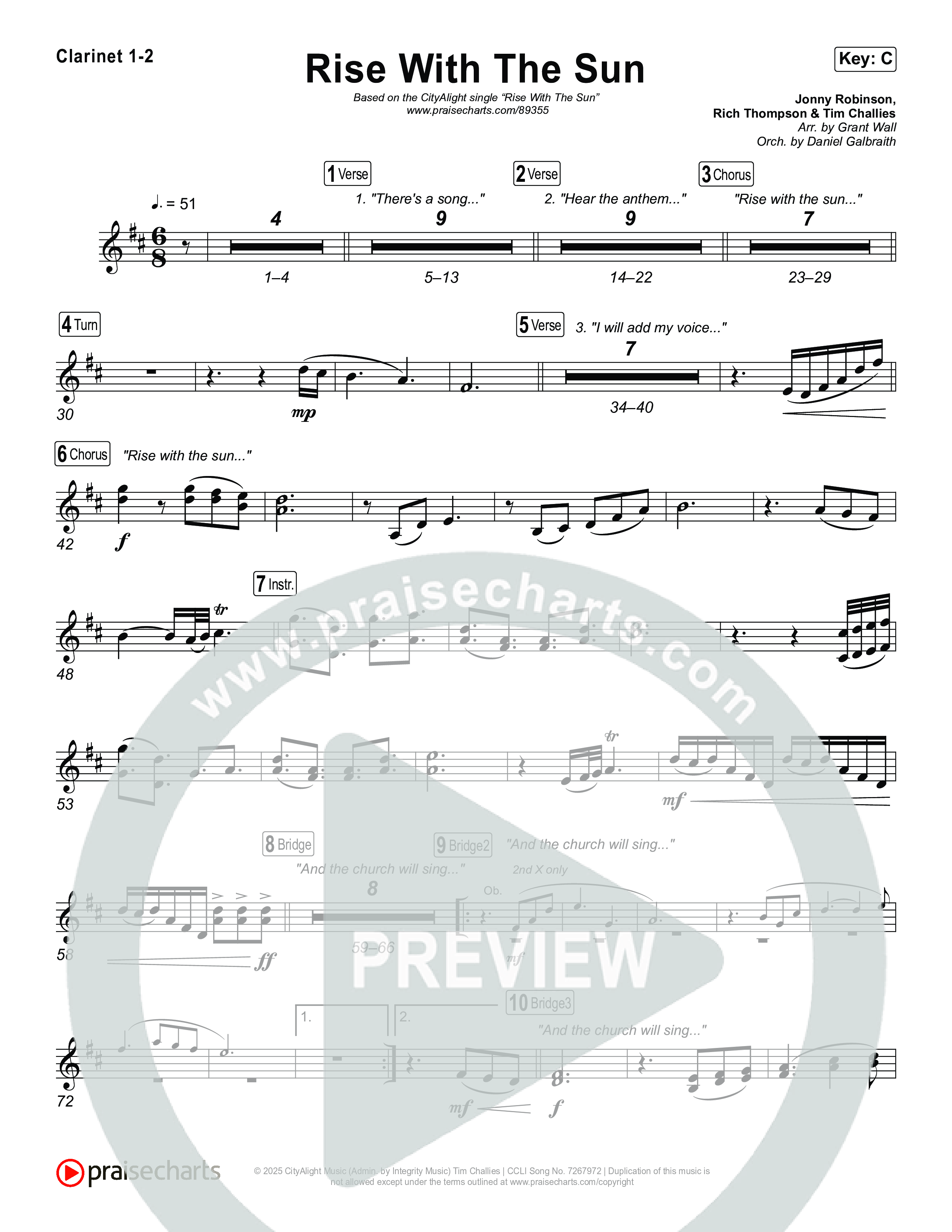 Rise With The Sun Clarinet 1/2 (CityAlight)