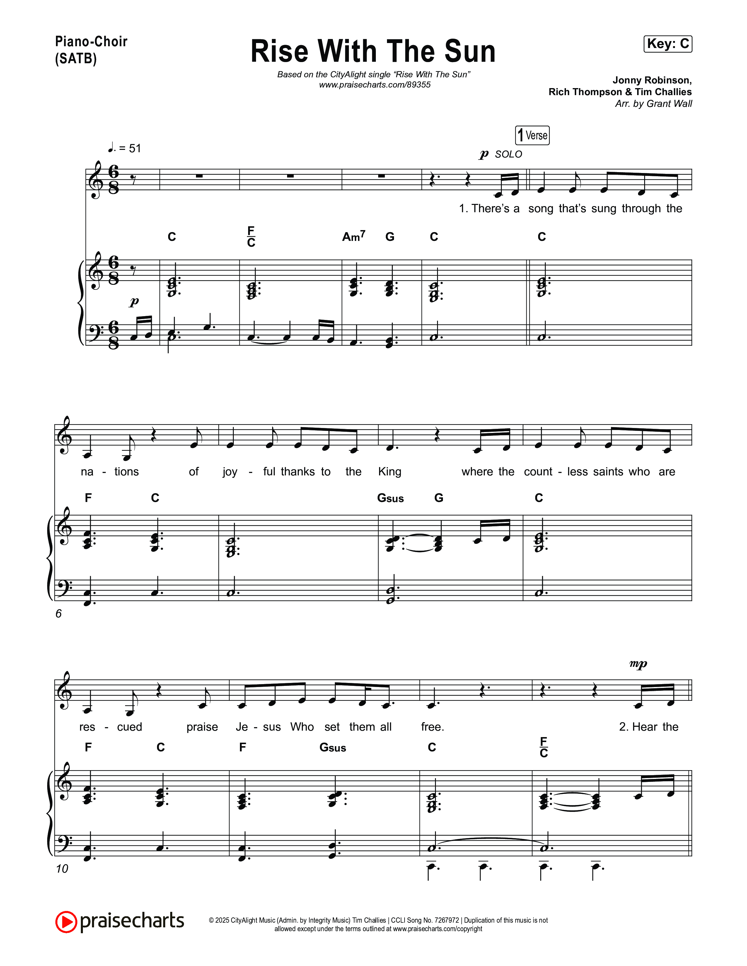 Rise With The Sun Piano/Vocal Pack (CityAlight)