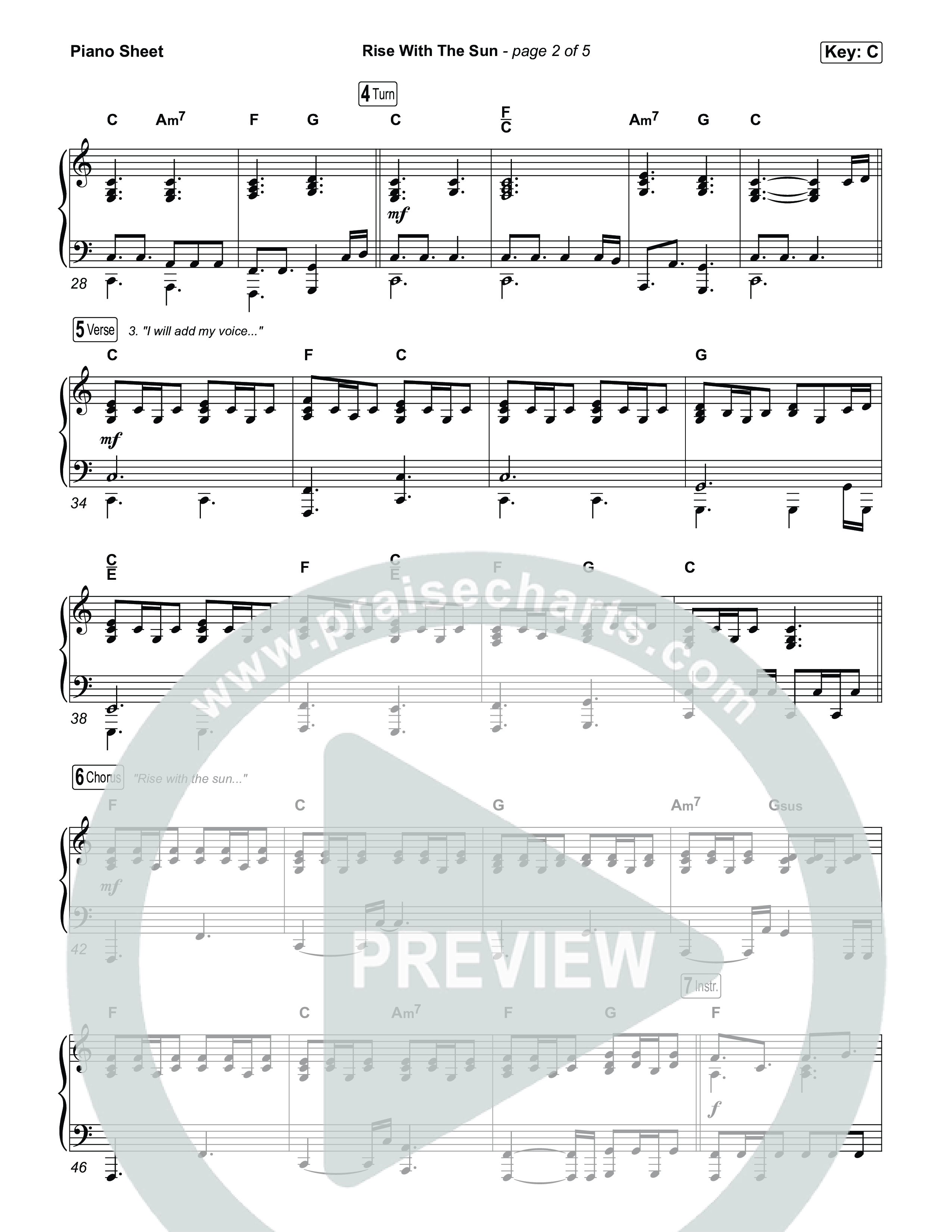 Rise With The Sun Piano Sheet (CityAlight)