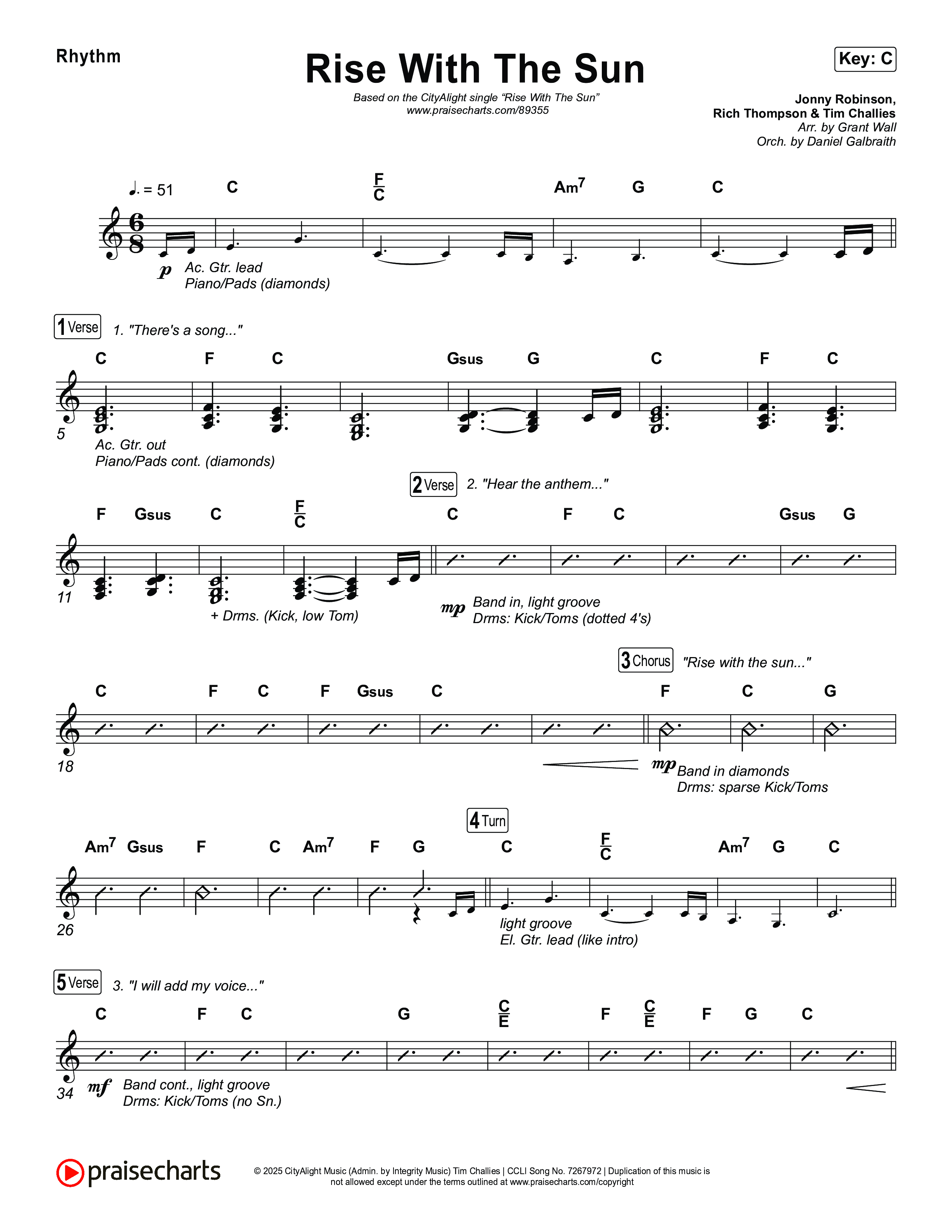 Rise With The Sun Rhythm Chart (CityAlight)