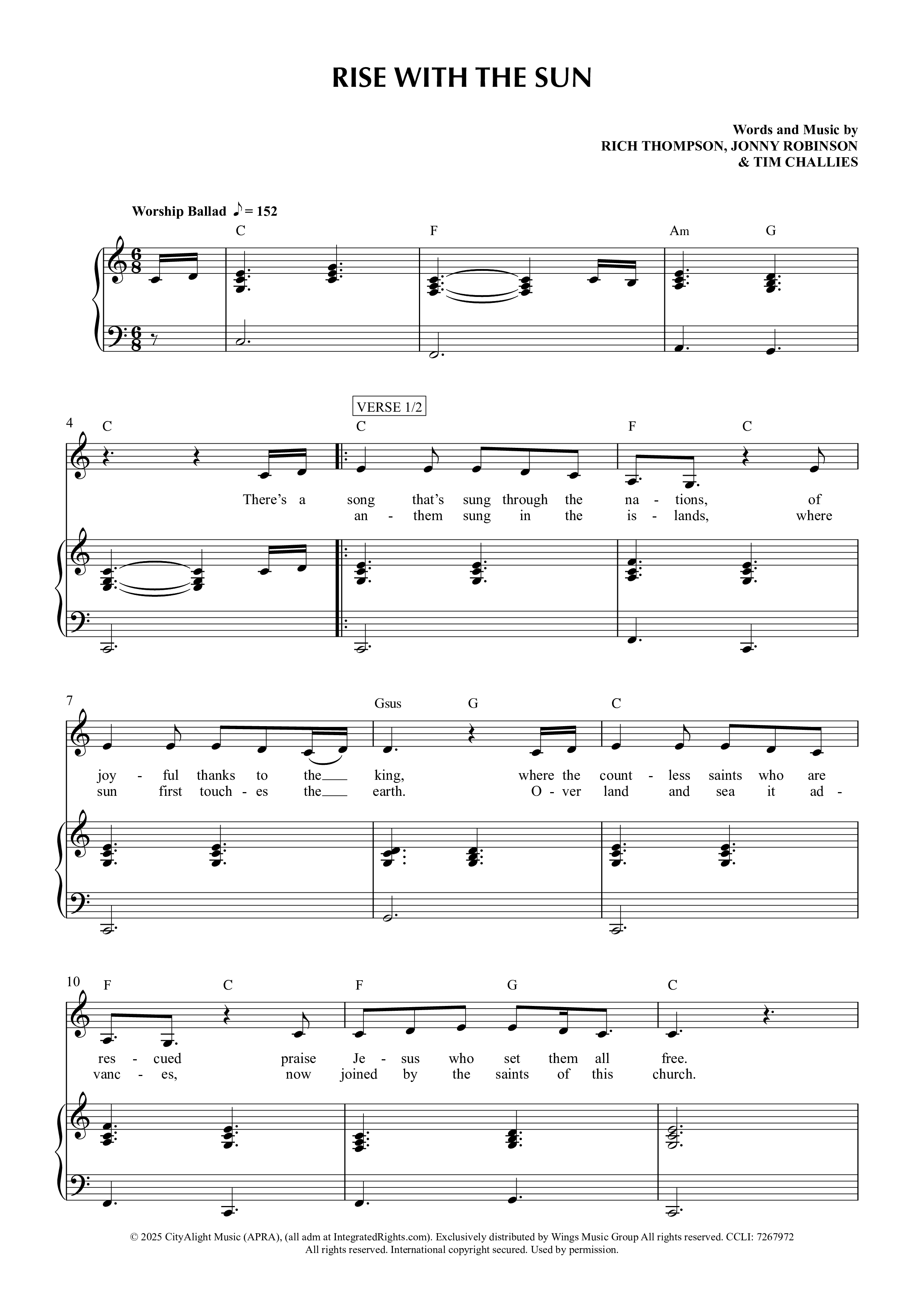 Rise With The Sun Rhythm/Vocal (CityAlight)