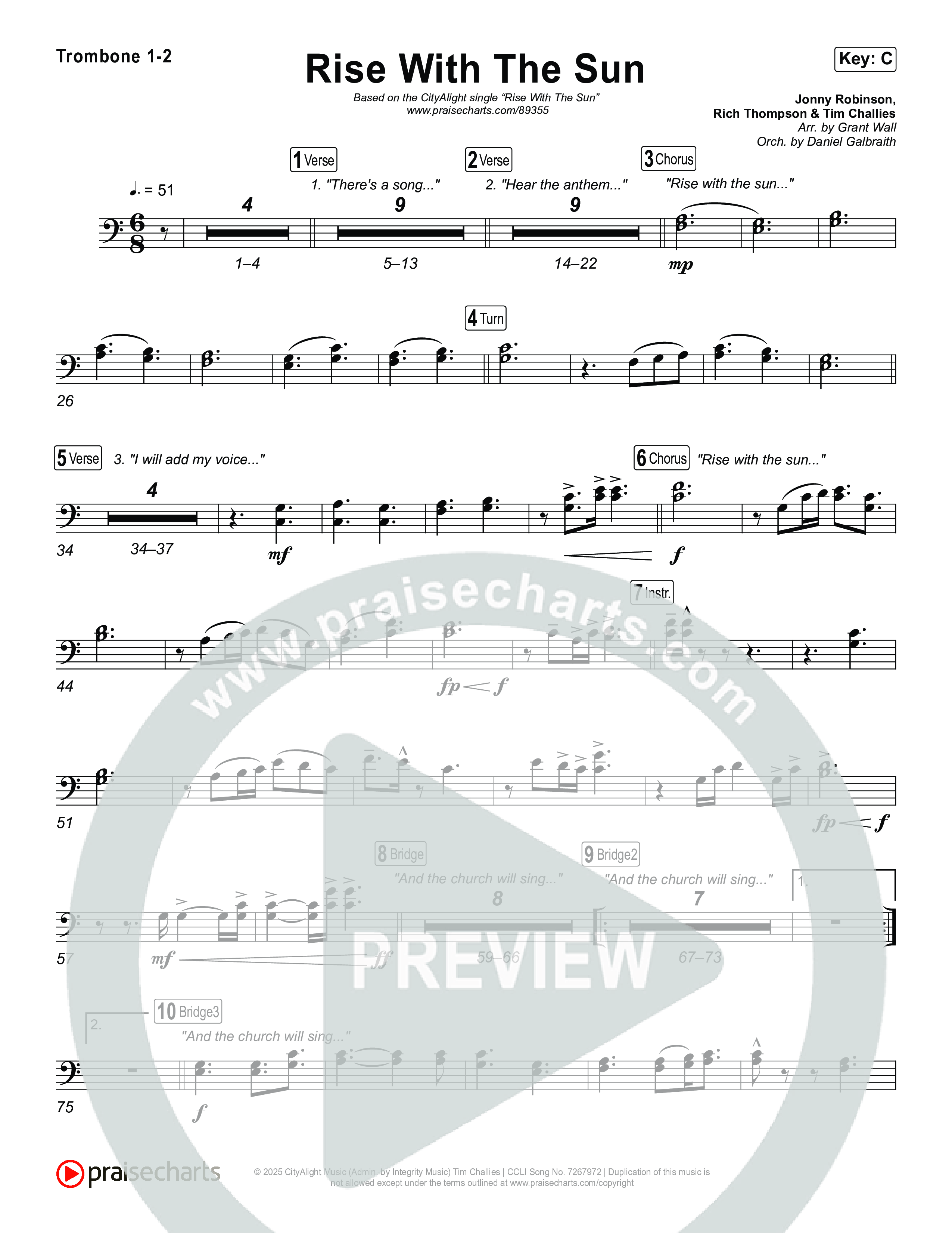 Rise With The Sun Trombone 1,2 (CityAlight)