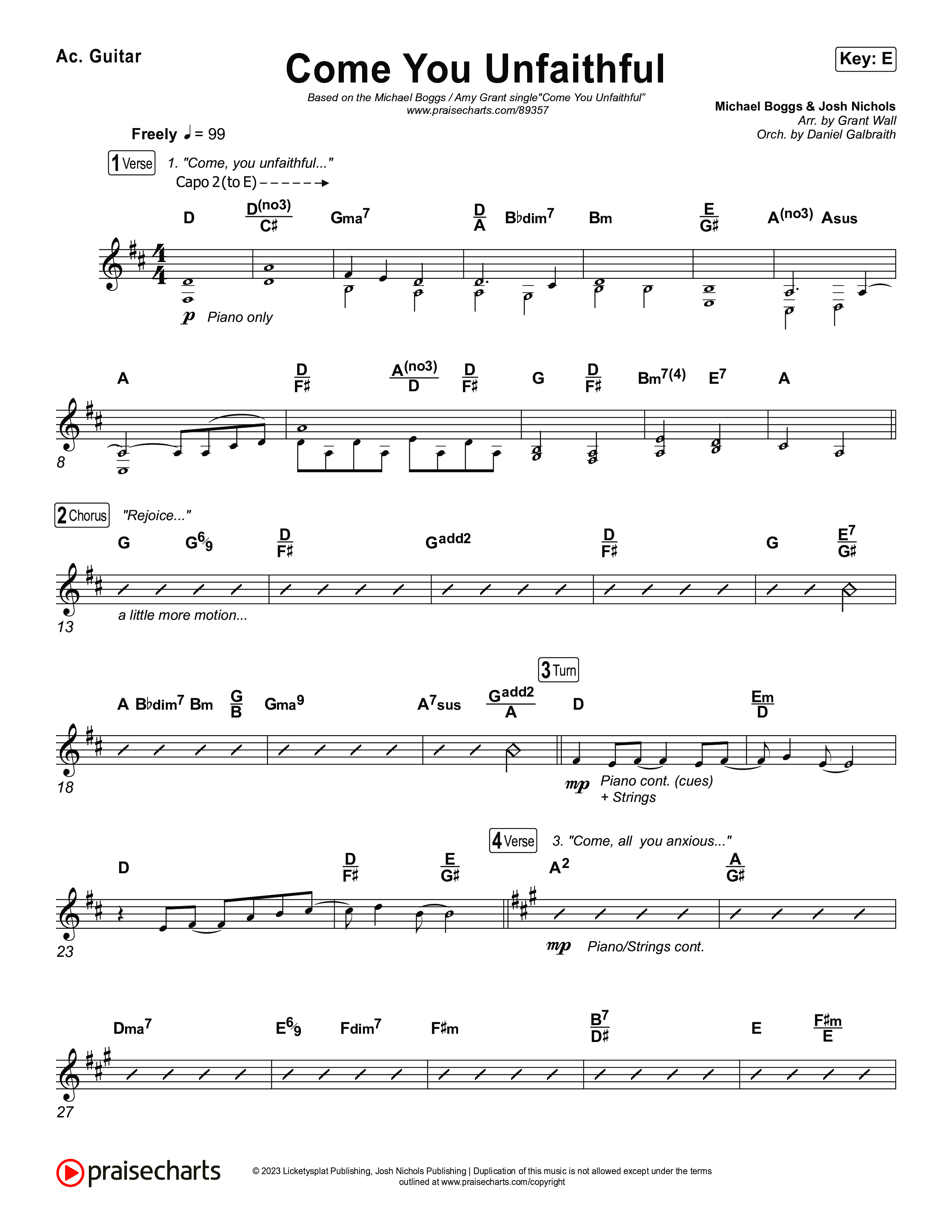 Come You Unfaithful Acoustic Guitar (Michael Boggs / Amy Grant)