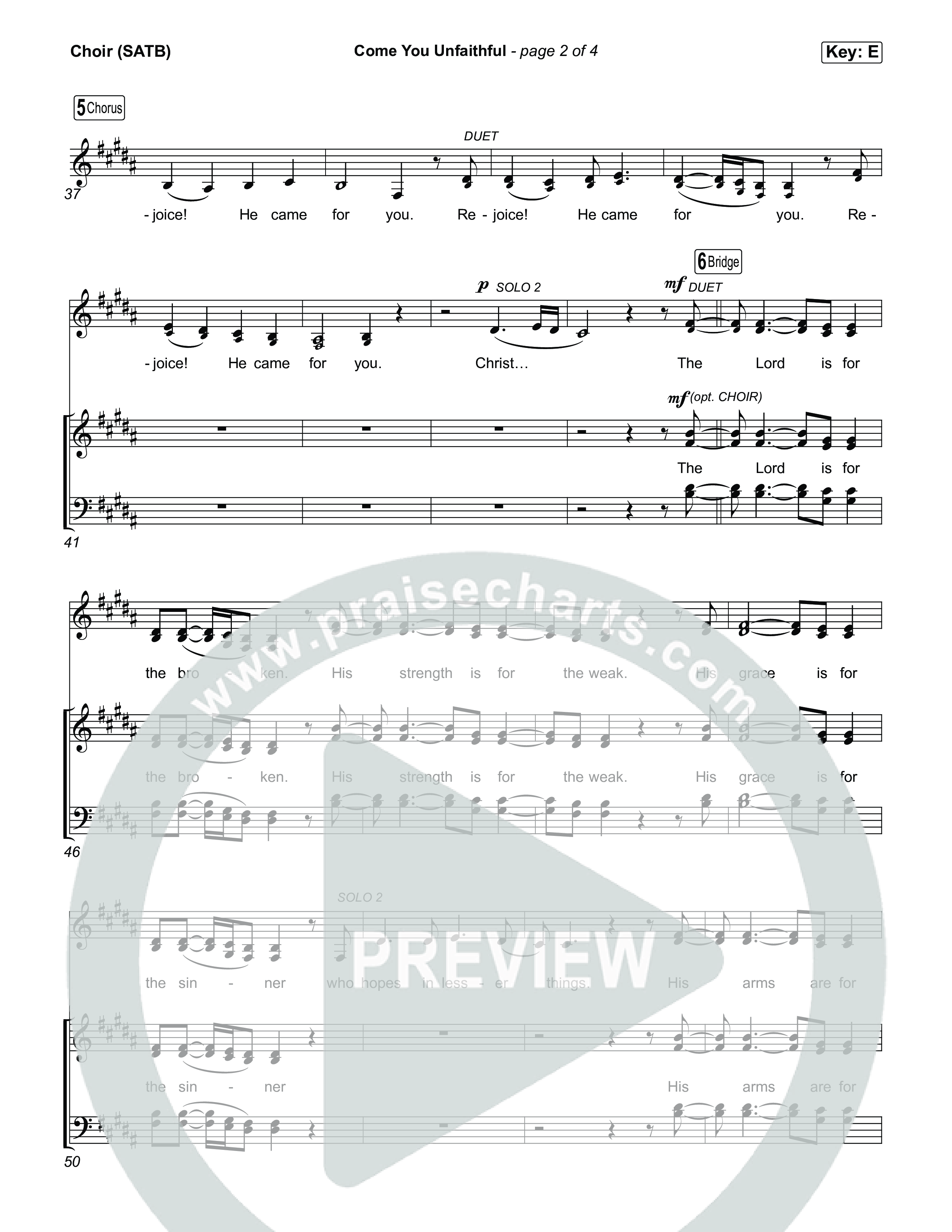 Come You Unfaithful Choir Sheet (SATB) (Michael Boggs / Amy Grant)