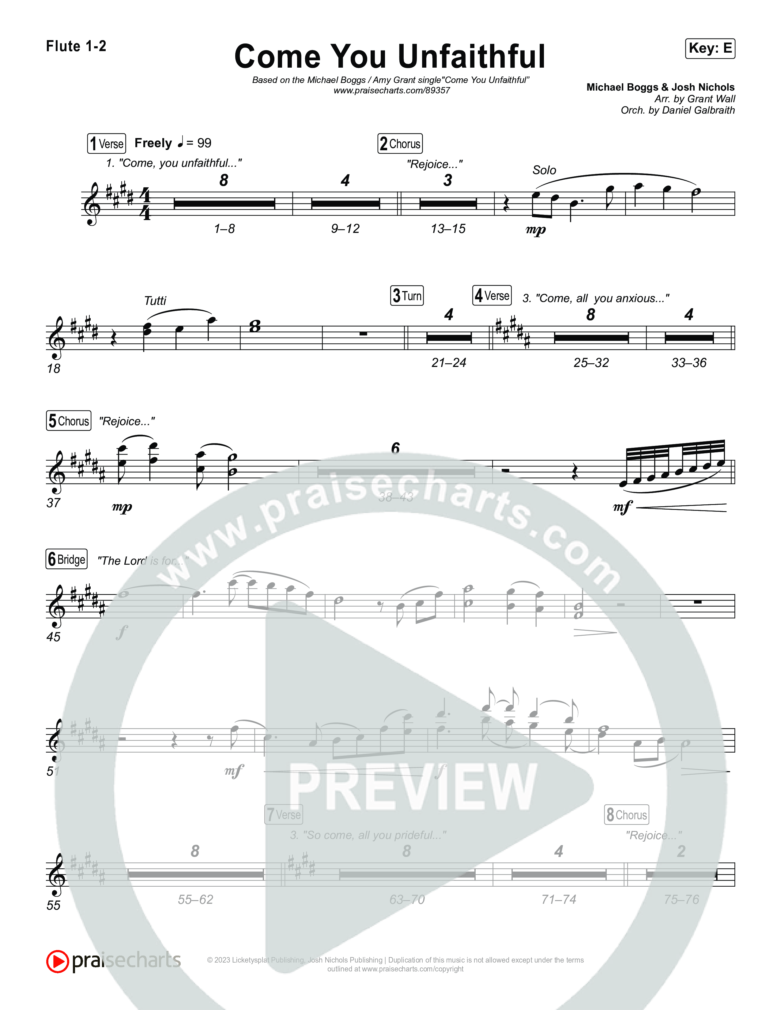 Come You Unfaithful Flute 1,2 (Michael Boggs / Amy Grant)