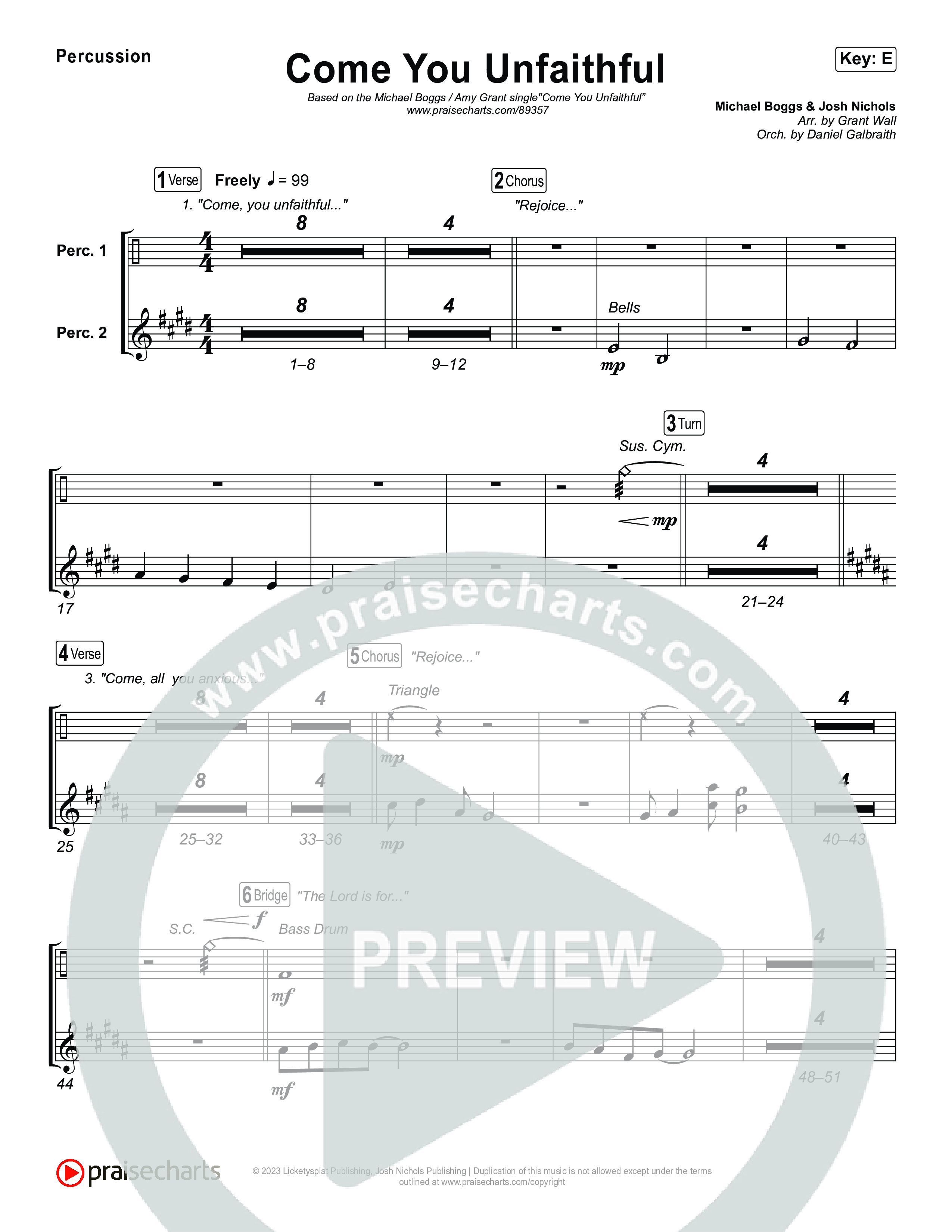 Come You Unfaithful Percussion (Michael Boggs / Amy Grant)